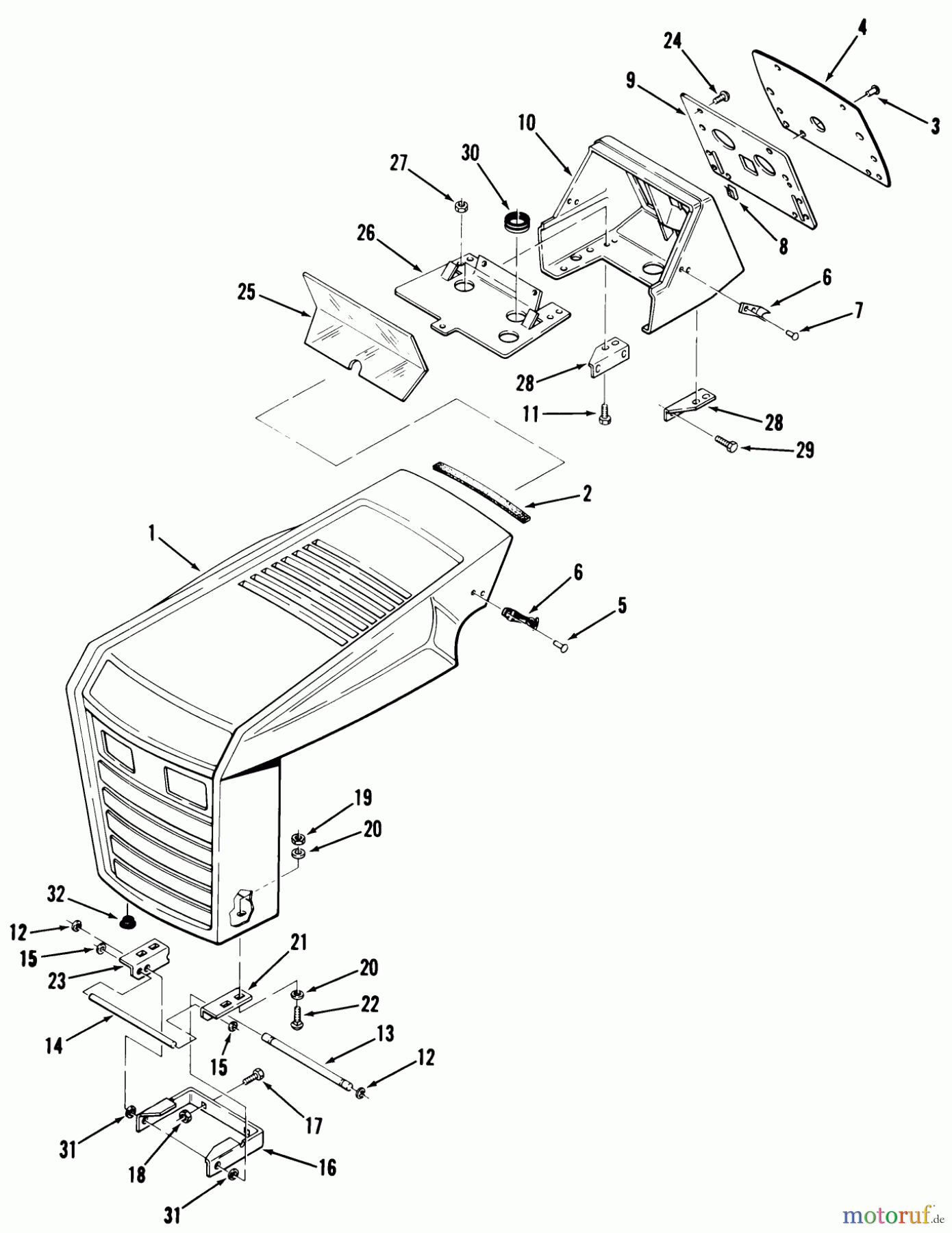 Toro Neu Mowers, Lawn & Garden Tractor Seite 1 02-16BP01 (B-165) - Toro B-165 Twin 5-Speed Tractor, 1980 FRAME, SHEET METAL AND COVERS #2