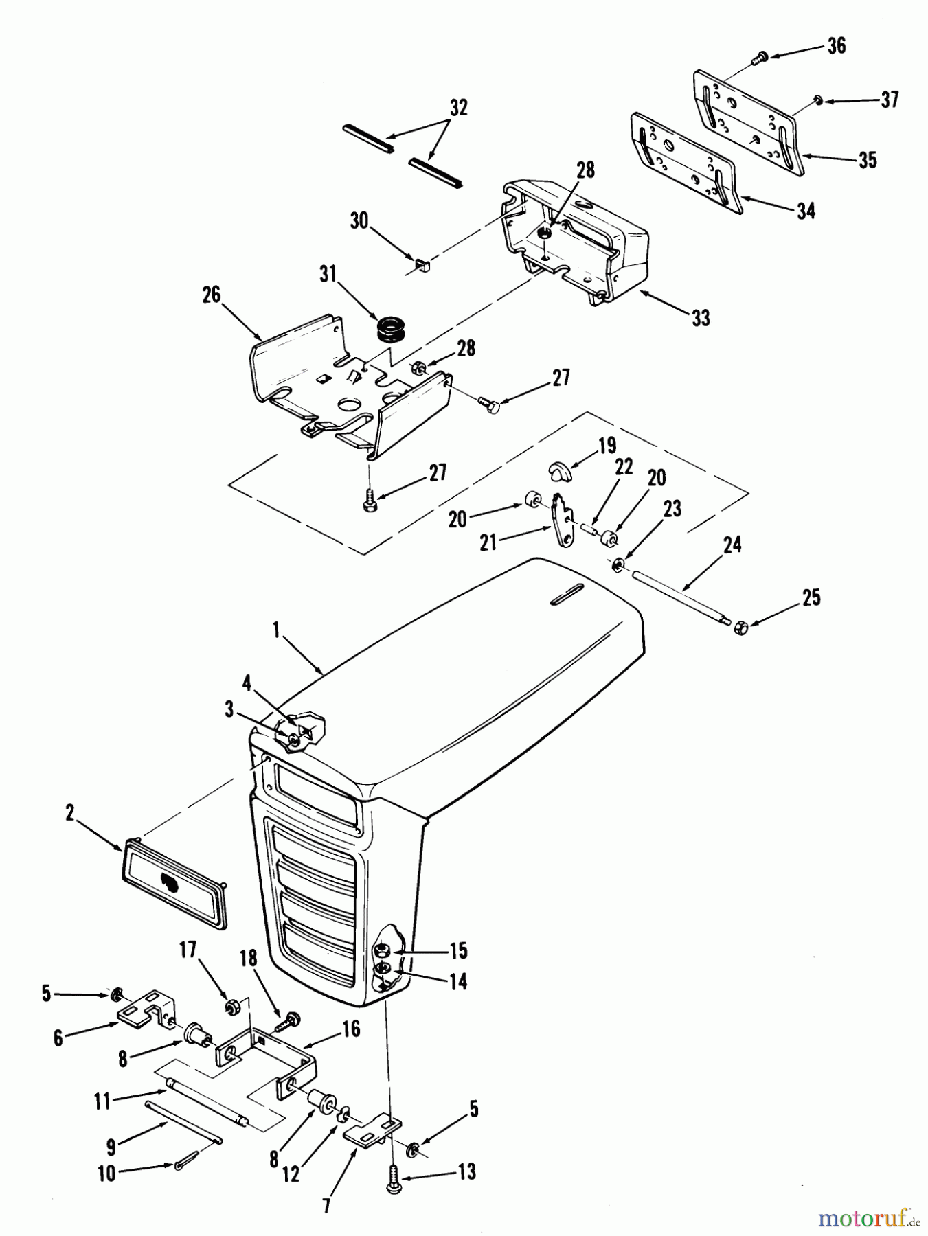 Toro Neu Mowers, Lawn & Garden Tractor Seite 1 02-11BX02 (B-112) - Toro B-112 3-Speed Tractor, 1981 FRAME, SHEET METAL AND COVERS #1