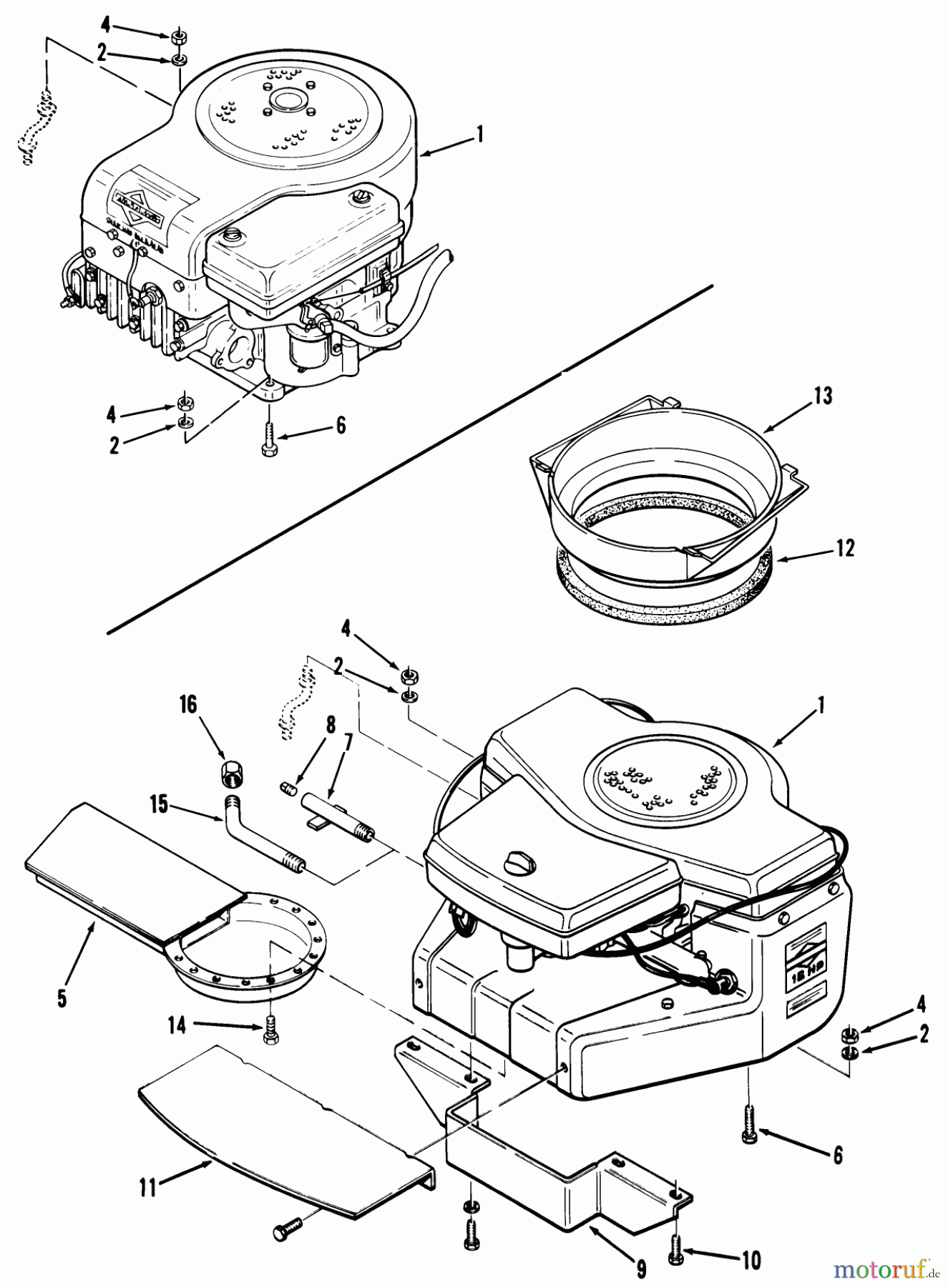 Toro Neu Mowers, Lawn & Garden Tractor Seite 1 02-16BP04 (B-165) - Toro B-165 Twin 5-Speed Tractor, 1982 ENGINE