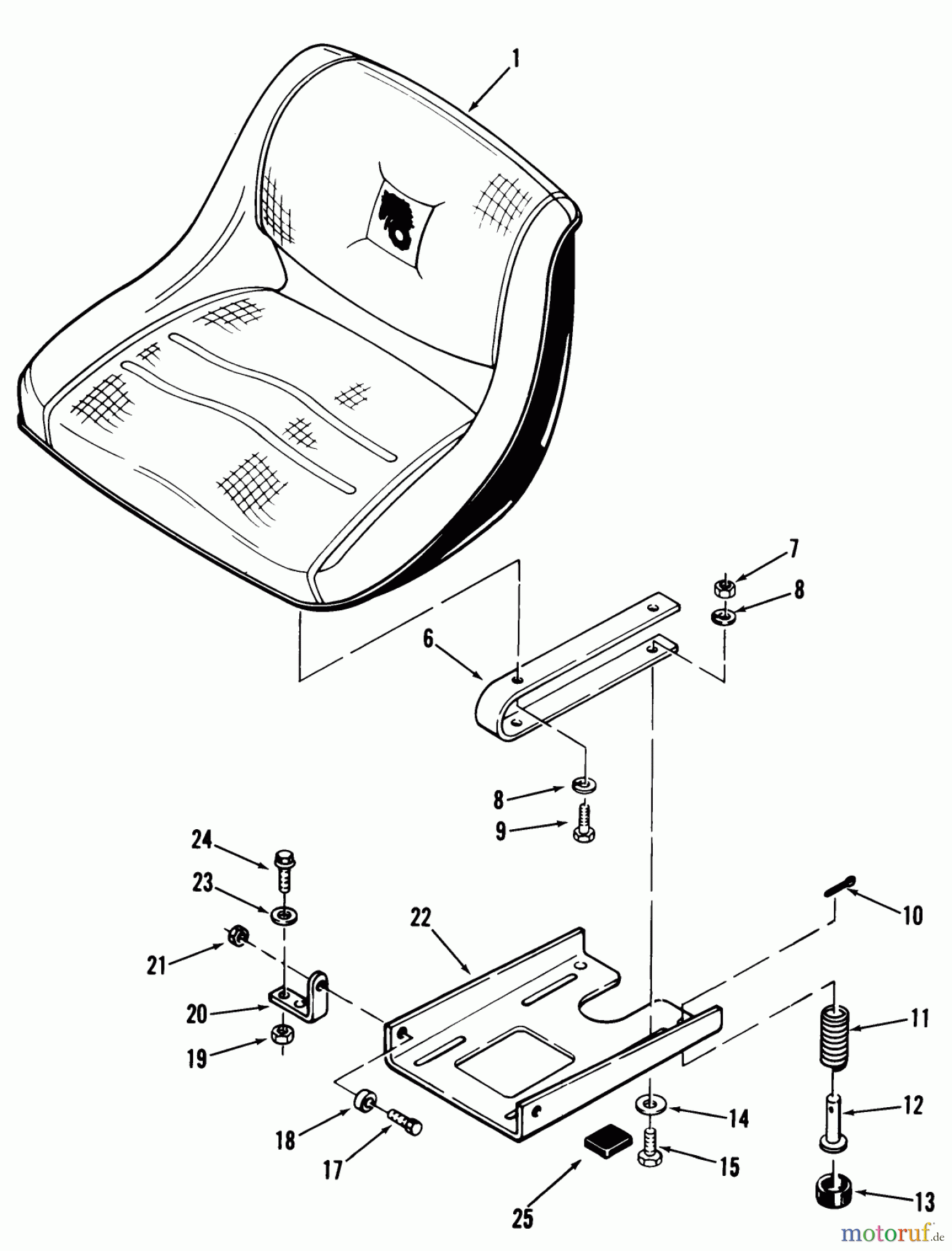 Toro Neu Mowers, Lawn & Garden Tractor Seite 1 02-16BP04 (B-165) - Toro B-165 Twin 5-Speed Tractor, 1982 SEAT AND SUSPENSION