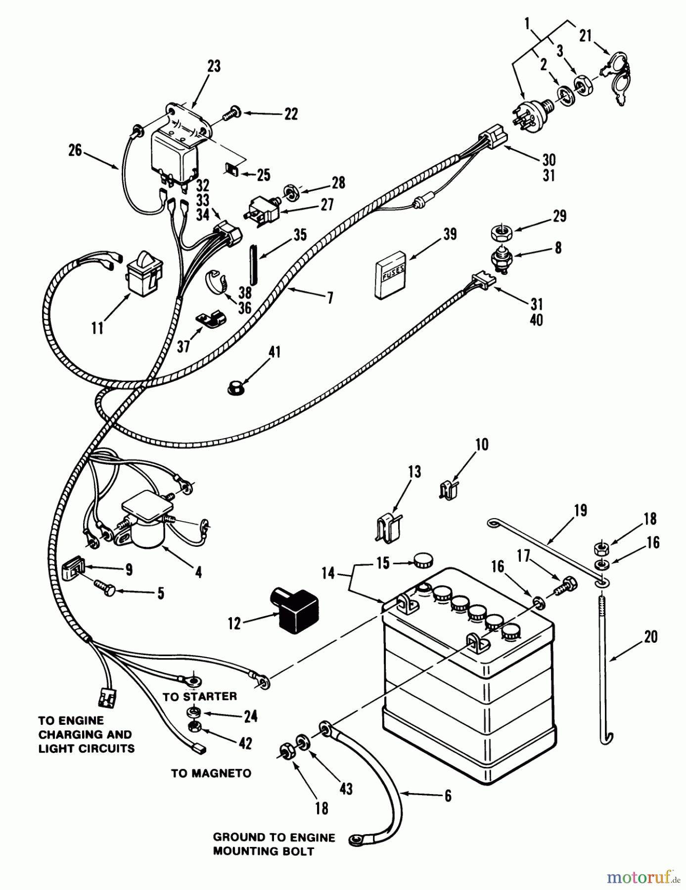 Toro Neu Mowers, Lawn & Garden Tractor Seite 1 02-11BH01 (SB-371) - Toro SB-371 3-Speed Lawn Tractor, 1982 ELECTRICAL SYSTEM-3-SPEED MODELS