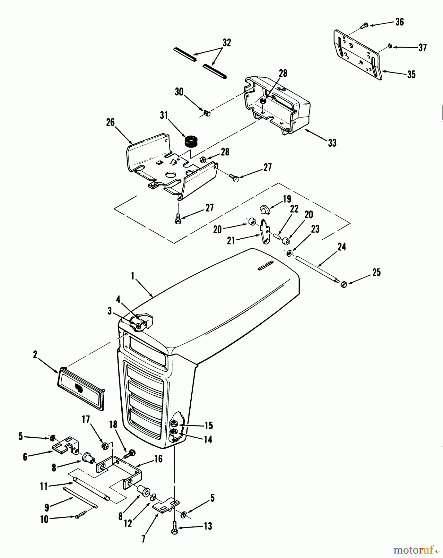 Toro Neu Mowers, Lawn & Garden Tractor Seite 1 02-11BH01 (SB-371) - Toro SB-371 3-Speed Lawn Tractor, 1982 FRAME, SHEET METAL AND COVERS #1