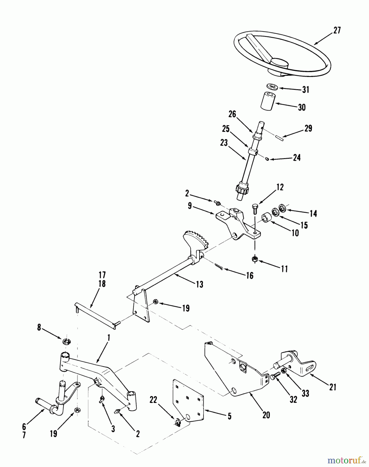 Toro Neu Mowers, Lawn & Garden Tractor Seite 1 02-11BH01 (SB-371) - Toro SB-371 3-Speed Lawn Tractor, 1982 FRONT AXLE AND STEERING (MOWER HANGER)