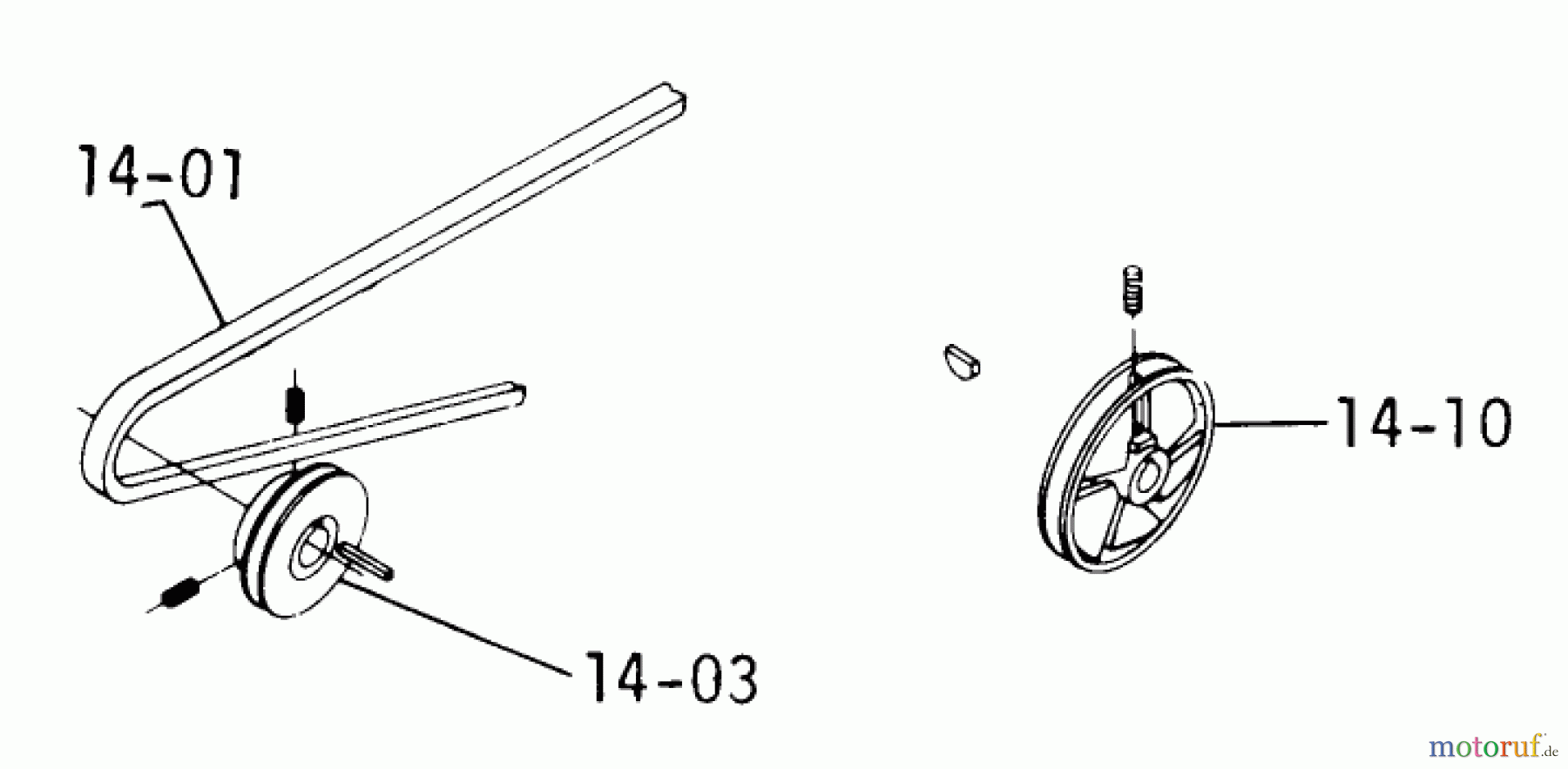 Toro Neu Mowers, Lawn & Garden Tractor Seite 1 1-0140 (B-80) - Toro B-80 4-Speed Tractor, 1974 14.000 DRIVE BELTS, PULLEYS (PLATE 14.1)