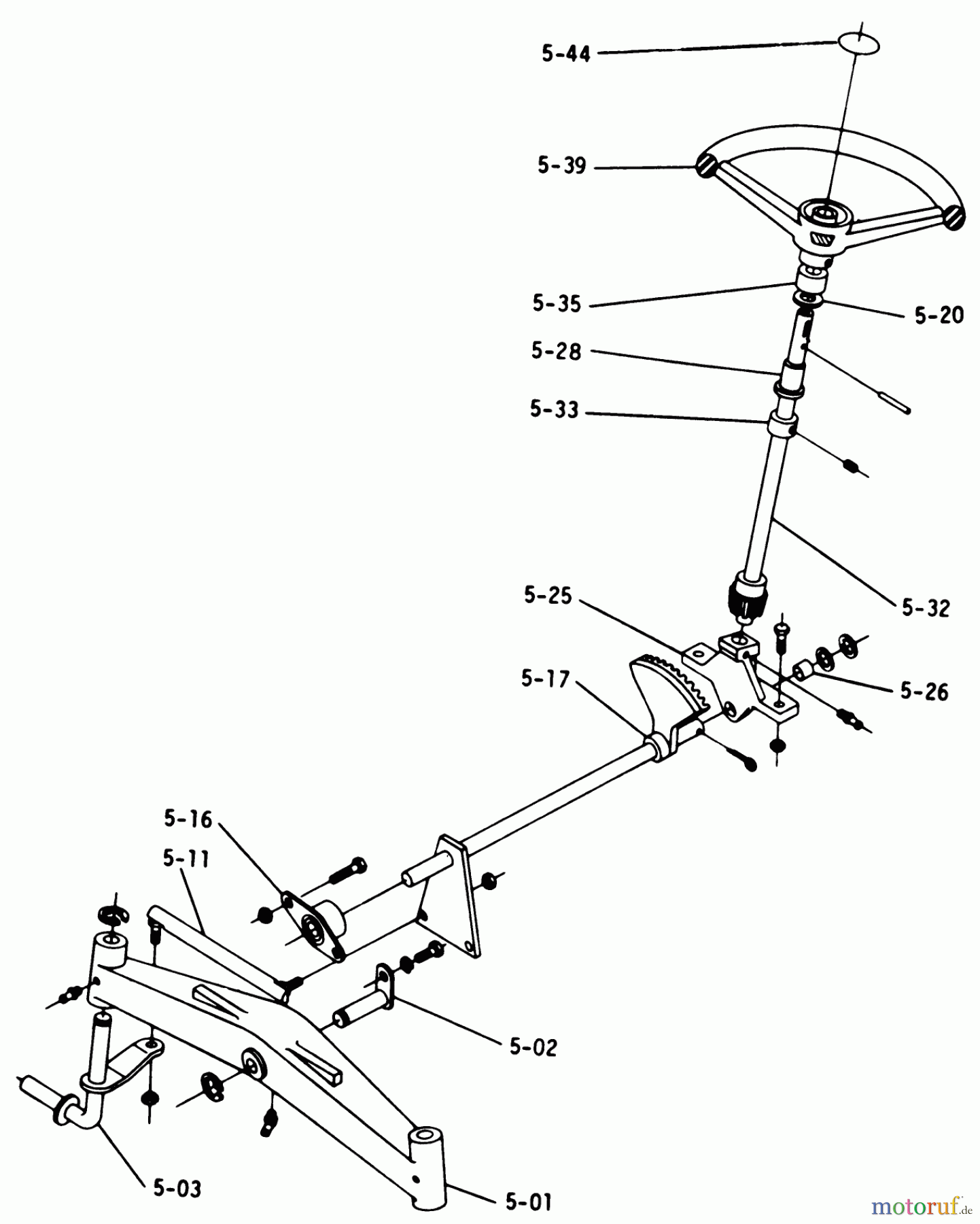Toro Neu Mowers, Lawn & Garden Tractor Seite 1 1-0141 (B-80) - Toro B-80 4-Speed Tractor, 1975 B-100 PARTS MANUAL 5.000 FRONT AXLE AND STEERING(FIG. 5)