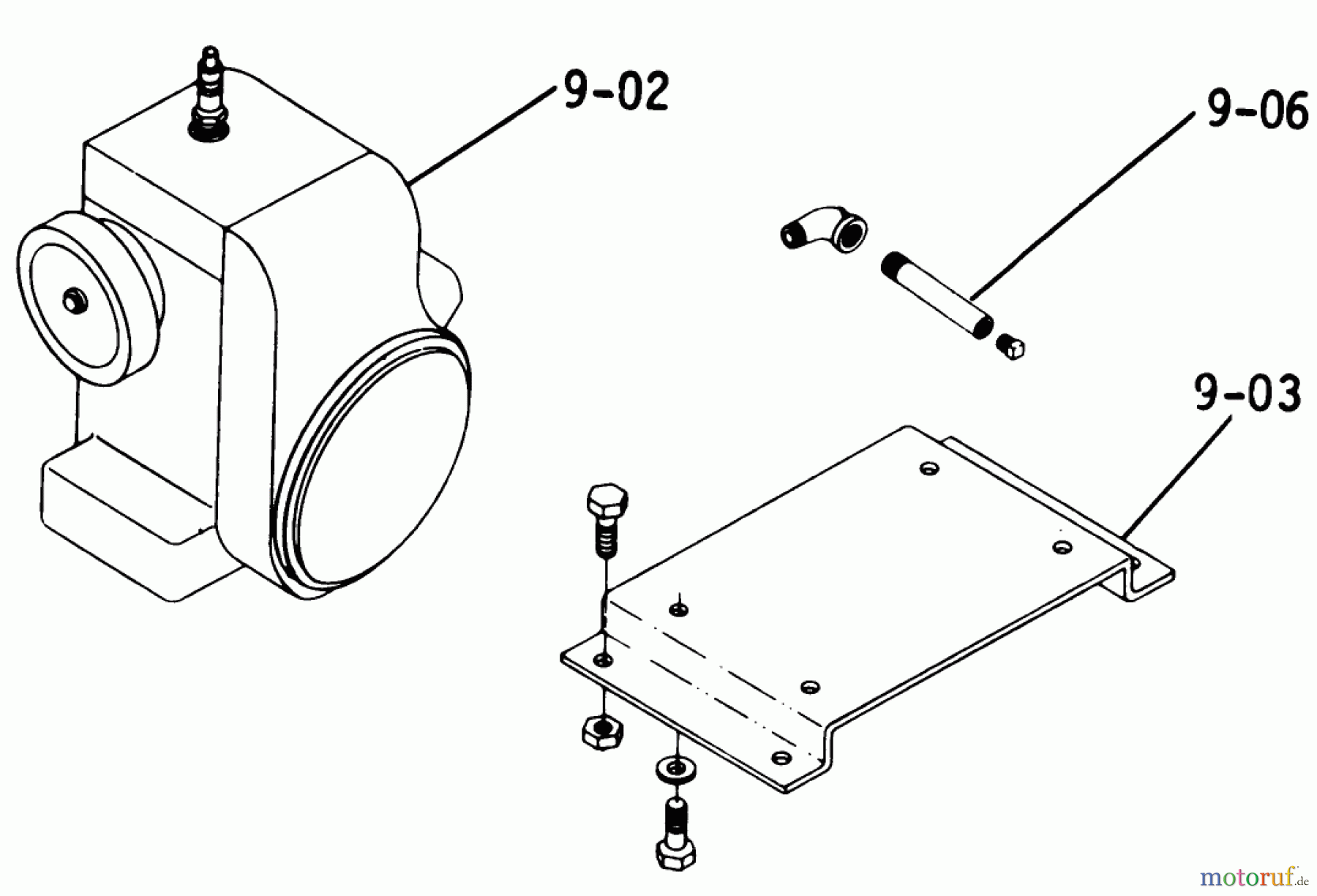 Toro Neu Mowers, Lawn & Garden Tractor Seite 1 1-0141 (B-80) - Toro B-80 4-Speed Tractor, 1975 B-100 PARTS MANUAL 9.000 ENGINE (FIG. 9)