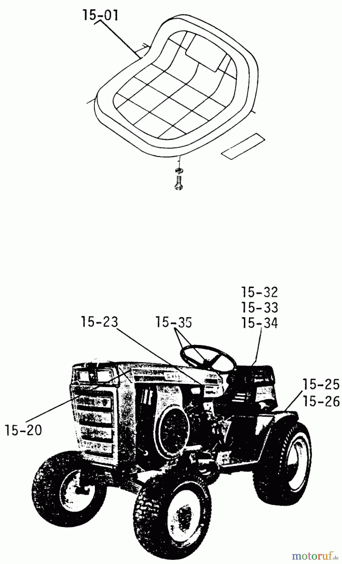 Toro Neu Mowers, Lawn & Garden Tractor Seite 1 1-0150 (CG-8) - Toro 800 Special Tractor, 1971 SEATS, DECALS, MISC. TRIM