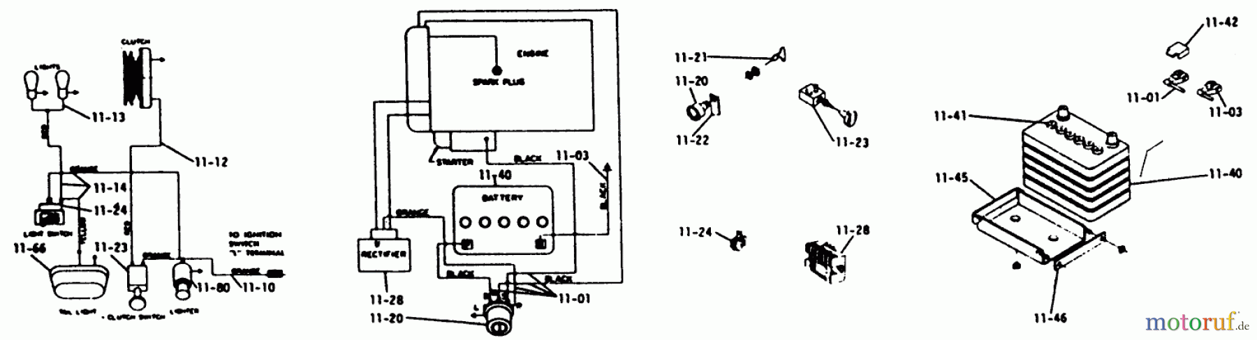 Toro Neu Mowers, Lawn & Garden Tractor Seite 1 1-0300 - Toro Raider 10 Tractor, 1971 ELECTRICAL SYSTEM (PLATE 11.1)