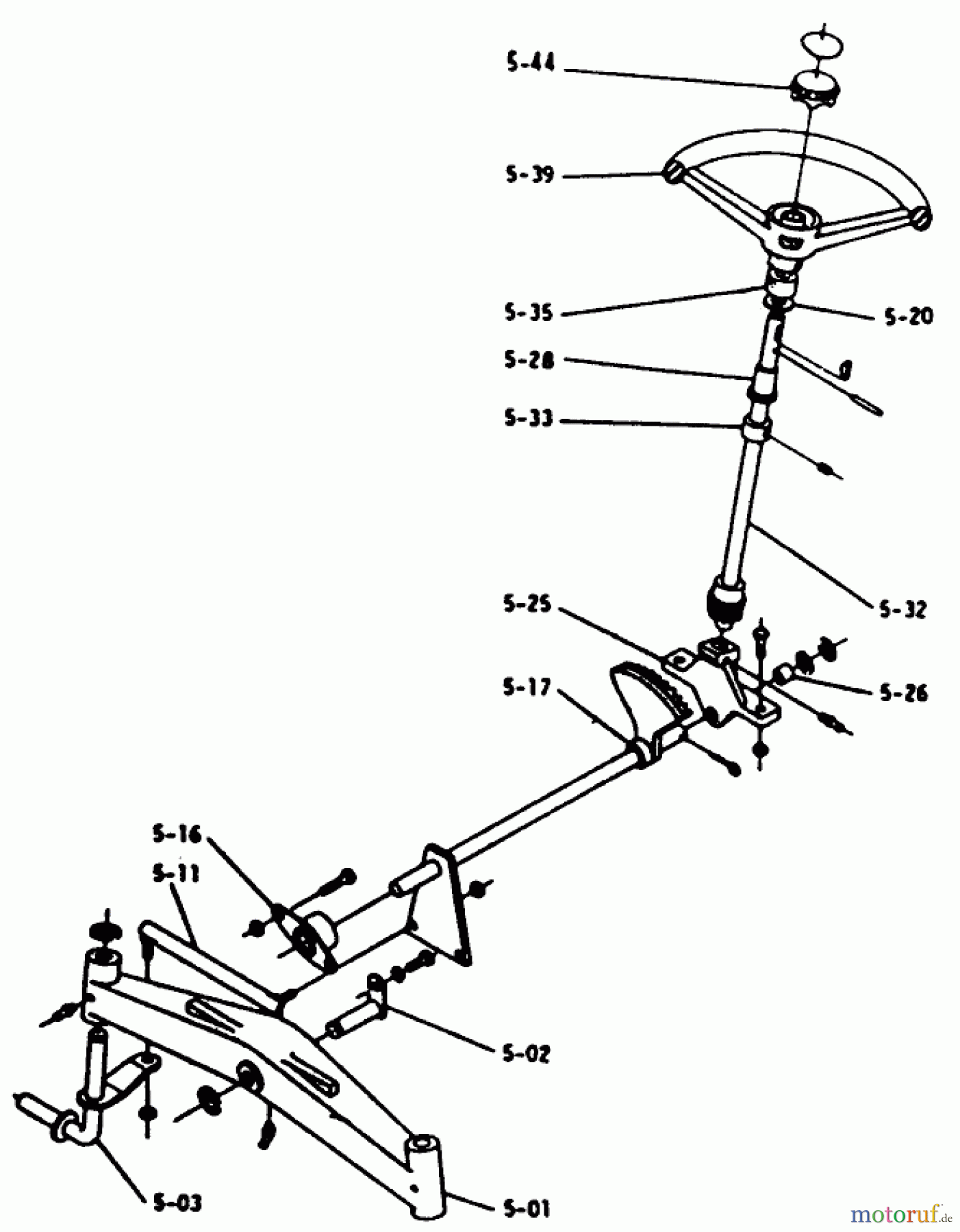 Toro Neu Mowers, Lawn & Garden Tractor Seite 1 1-0300 - Toro Raider 10 Tractor, 1971 FRONT AXLE AND STEERING (PLATE 5.1)