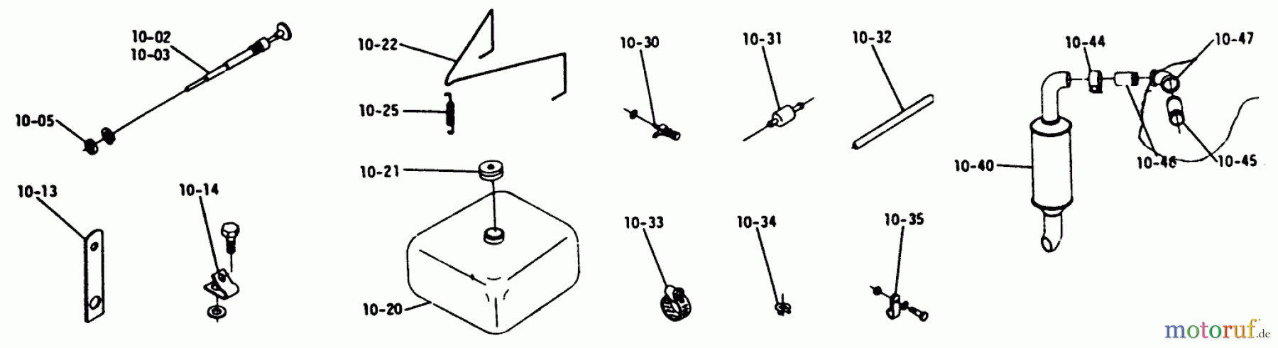 Toro Neu Mowers, Lawn & Garden Tractor Seite 1 1-0300 - Toro Raider 10 Tractor, 1971 FUEL AND EXHAUST SYSTEMS (PLATE 10.1)