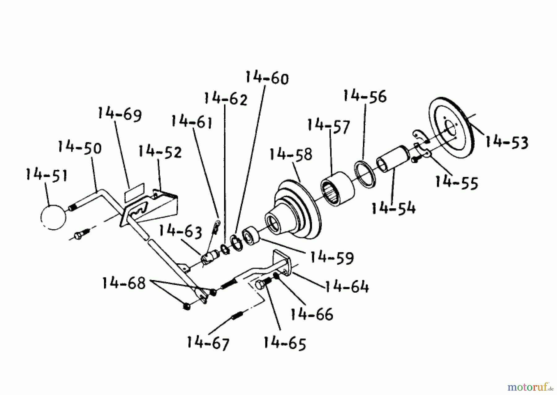 Toro Neu Mowers, Lawn & Garden Tractor Seite 1 1-0301 - Toro Raider 10 Tractor, 1972 14.050 MANUAL P.T.O. (PLATE 14.3)