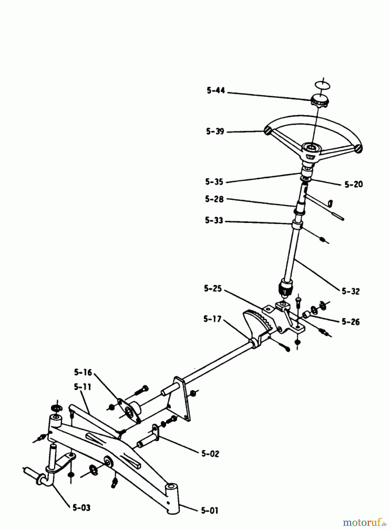 Toro Neu Mowers, Lawn & Garden Tractor Seite 1 1-0311 - Toro Raider 12 Tractor, 1972 5.000 FRONT AXLE AND STEERING (PLATE 5.1)