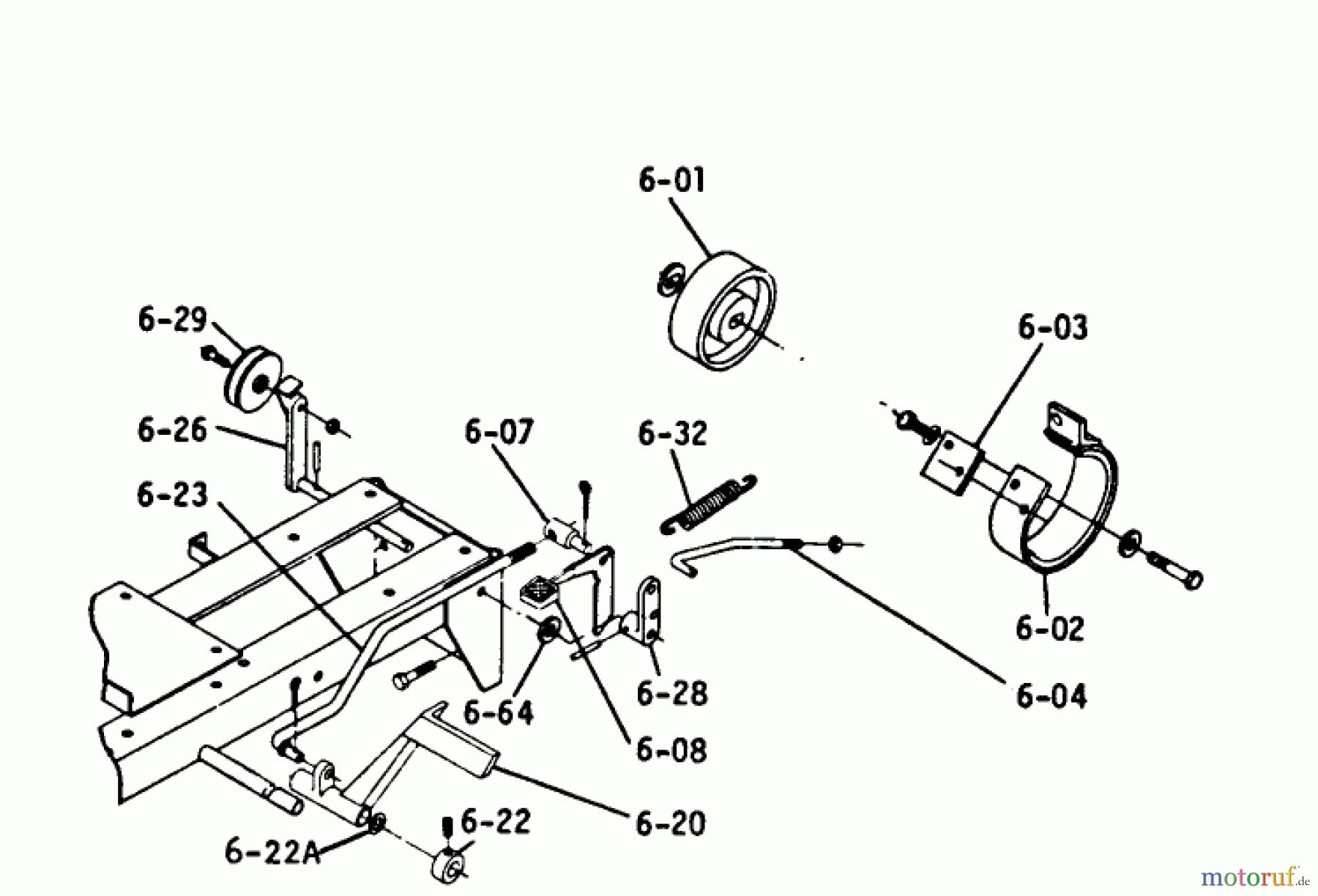 Toro Neu Mowers, Lawn & Garden Tractor Seite 1 1-0301 - Toro Raider 10 Tractor, 1972 6.000 BRAKE/CLUTCH LINKAGE (PLATE 6.2)