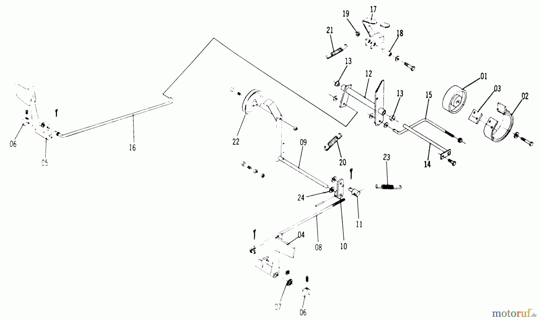 Toro Neu Mowers, Lawn & Garden Tractor Seite 1 1-0356 (C-120) - Toro C-120 8-Speed Tractor, 1974 BRAKE/CLUTCH LINKAGE