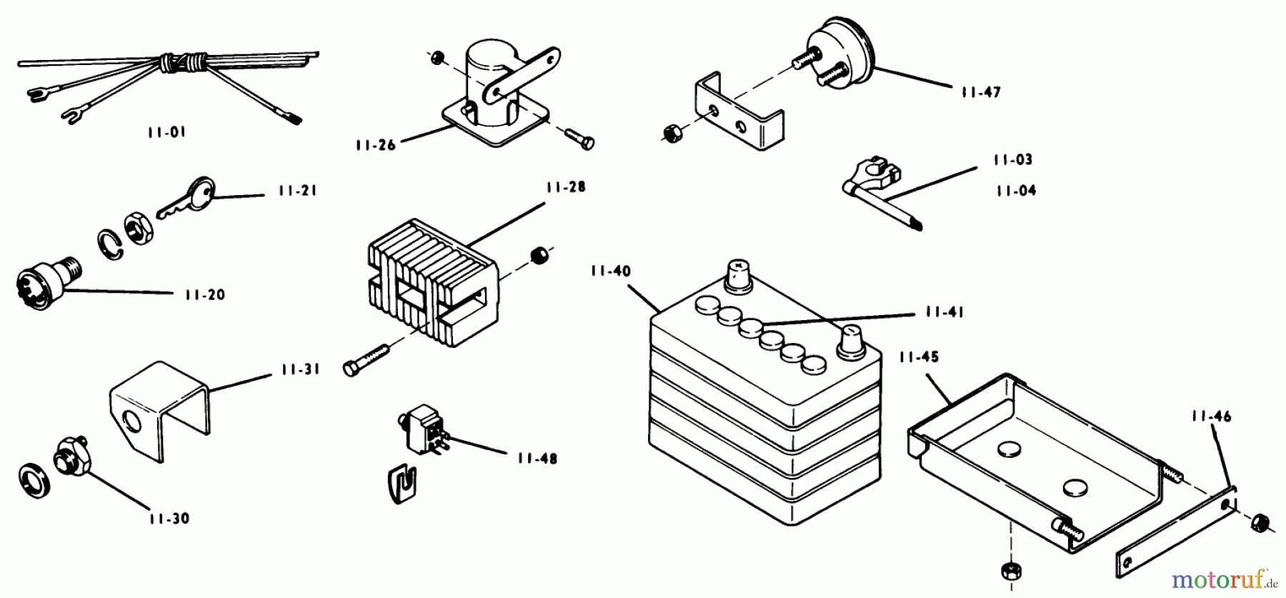  Toro Neu Mowers, Lawn & Garden Tractor Seite 1 1-0391 (C-100) - Toro C-100 8-Speed Tractor, 1975 11.000 ELECTRICAL SYSTEM (FIG. 11A)