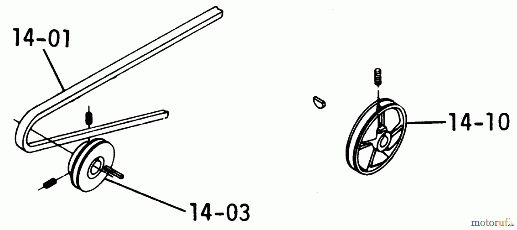 Toro Neu Mowers, Lawn & Garden Tractor Seite 1 1-0396 (C-120) - Toro C-120 8-Speed Tractor, 1975 14.000 DRIVE BELTS AND PULLEYS (FIG. 14A)