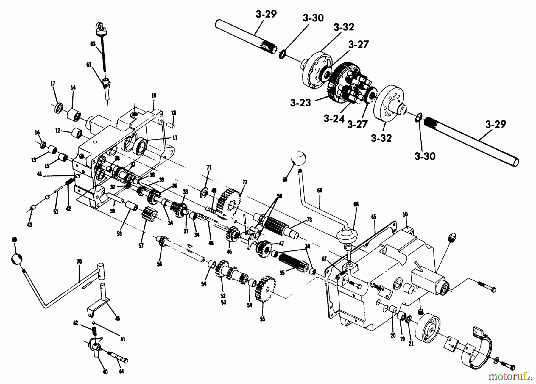 Toro Neu Mowers, Lawn & Garden Tractor Seite 1 1-0357 (C-120) - Toro C-120 8-Speed Tractor, 1975 3.010 TRANSMISSION 8-SPEED (FIG. 3)