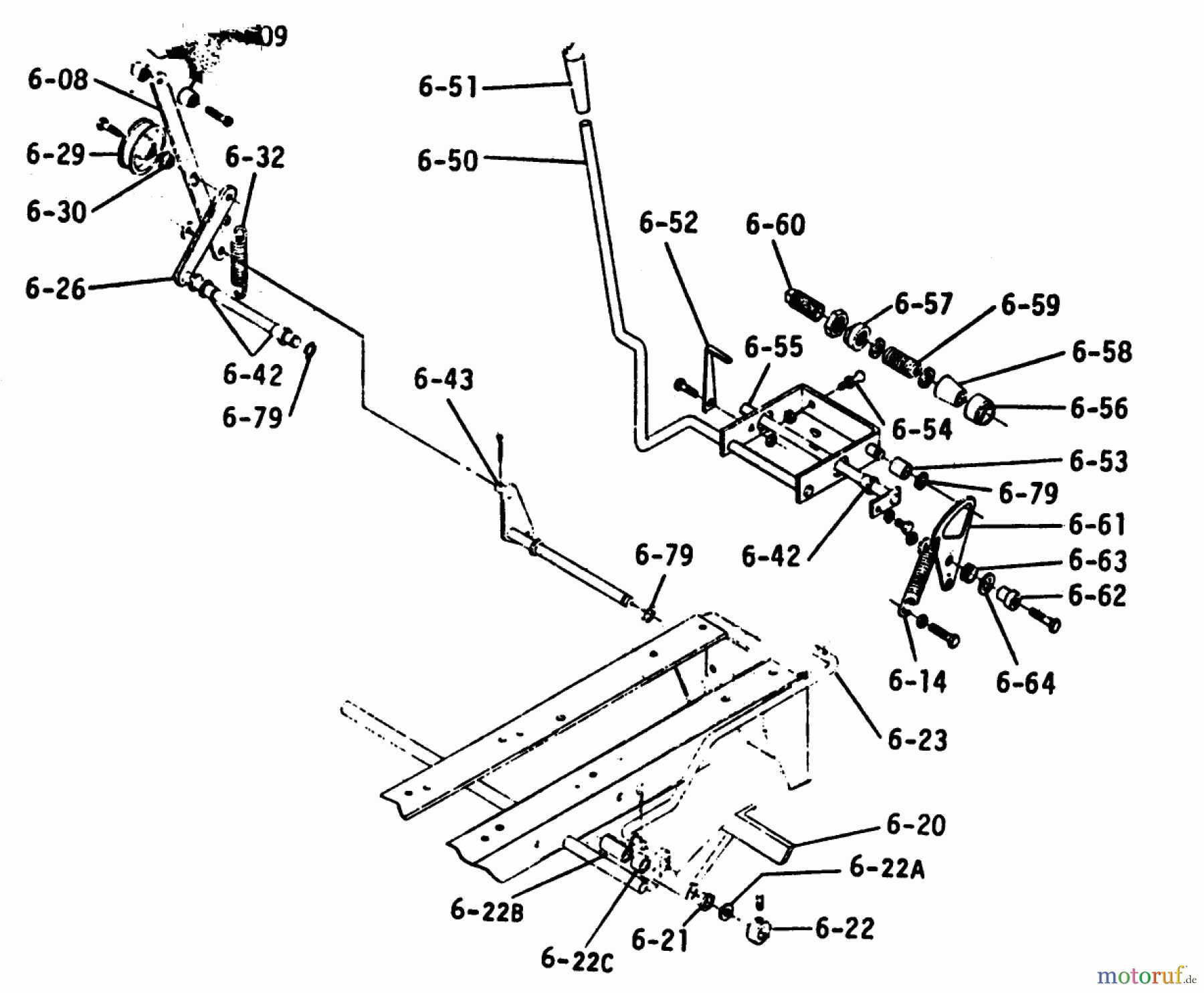 Toro Neu Mowers, Lawn & Garden Tractor Seite 1 1-0401 - Toro Charger 12 Tractor, 1972 BRAKE CLUTCH SPEED CONTROL LINKAGE