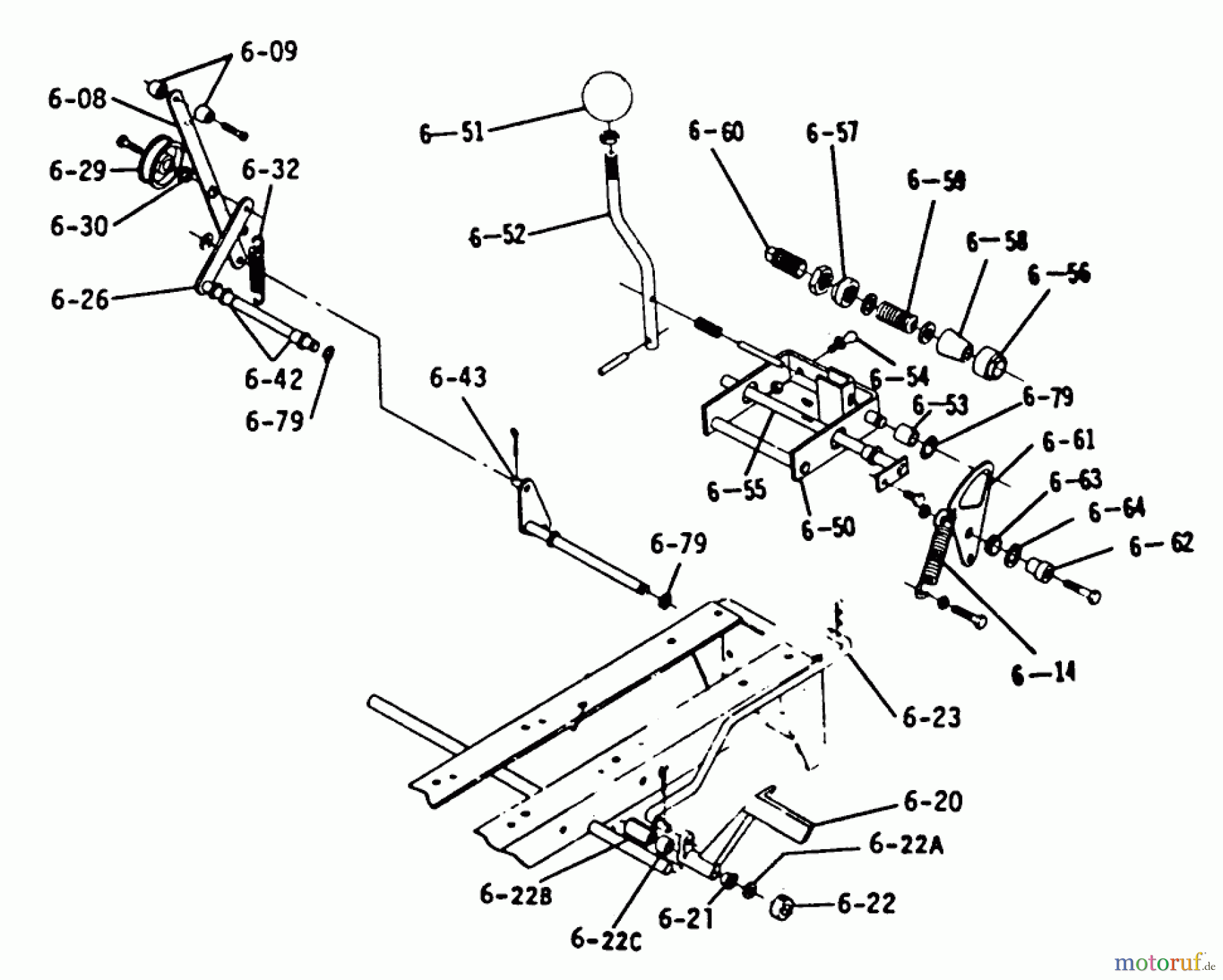 Toro Neu Mowers, Lawn & Garden Tractor Seite 1 1-0430 - Toro 14 hp Automatic Tractor, 1973 PARTS LIST FOR 6.050 BRAKE CLUTCH SPEED CONTROL LINKAGE (6.5)