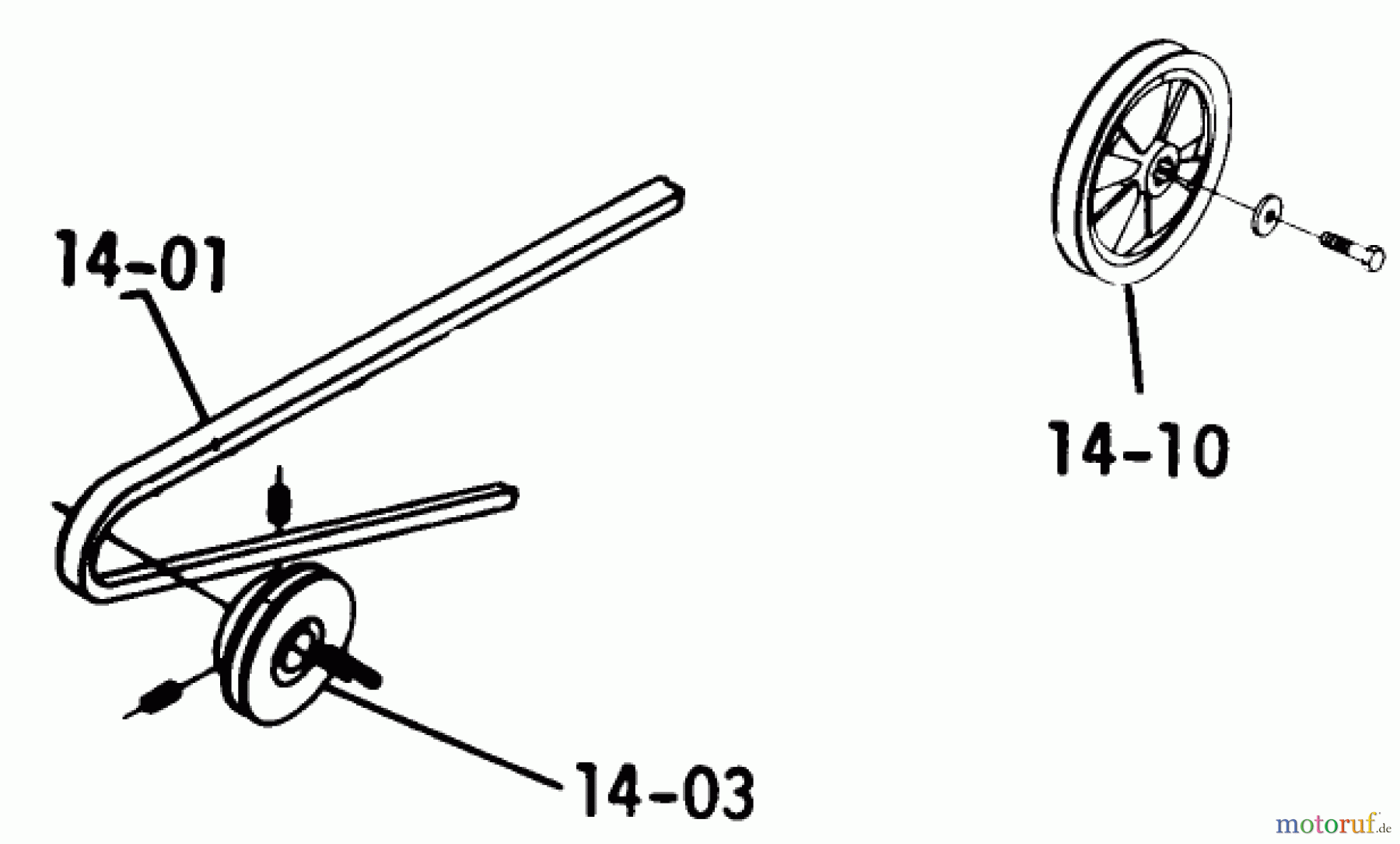 Toro Neu Mowers, Lawn & Garden Tractor Seite 1 1-0490 (C-120) - Toro C-120 Automatic Tractor, 1974 14.000 DRIVE BELTS AND PULLEYS (PLATE 14.1)