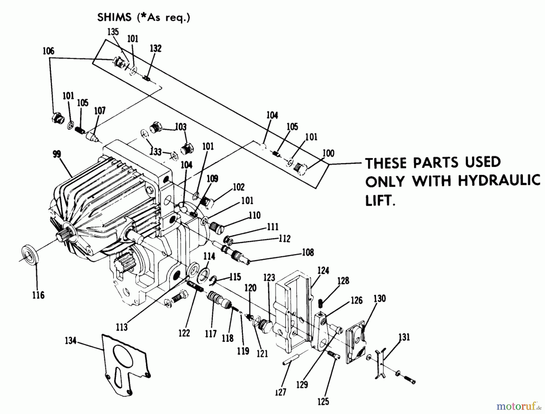 Toro Neu Mowers, Lawn & Garden Tractor Seite 1 1-0490 (C-120) - Toro C-120 Automatic Tractor, 1974 HYDROSTATIC TRANSMISSION PISTON (PISTON-TYPE) (PLATE 4.5)
