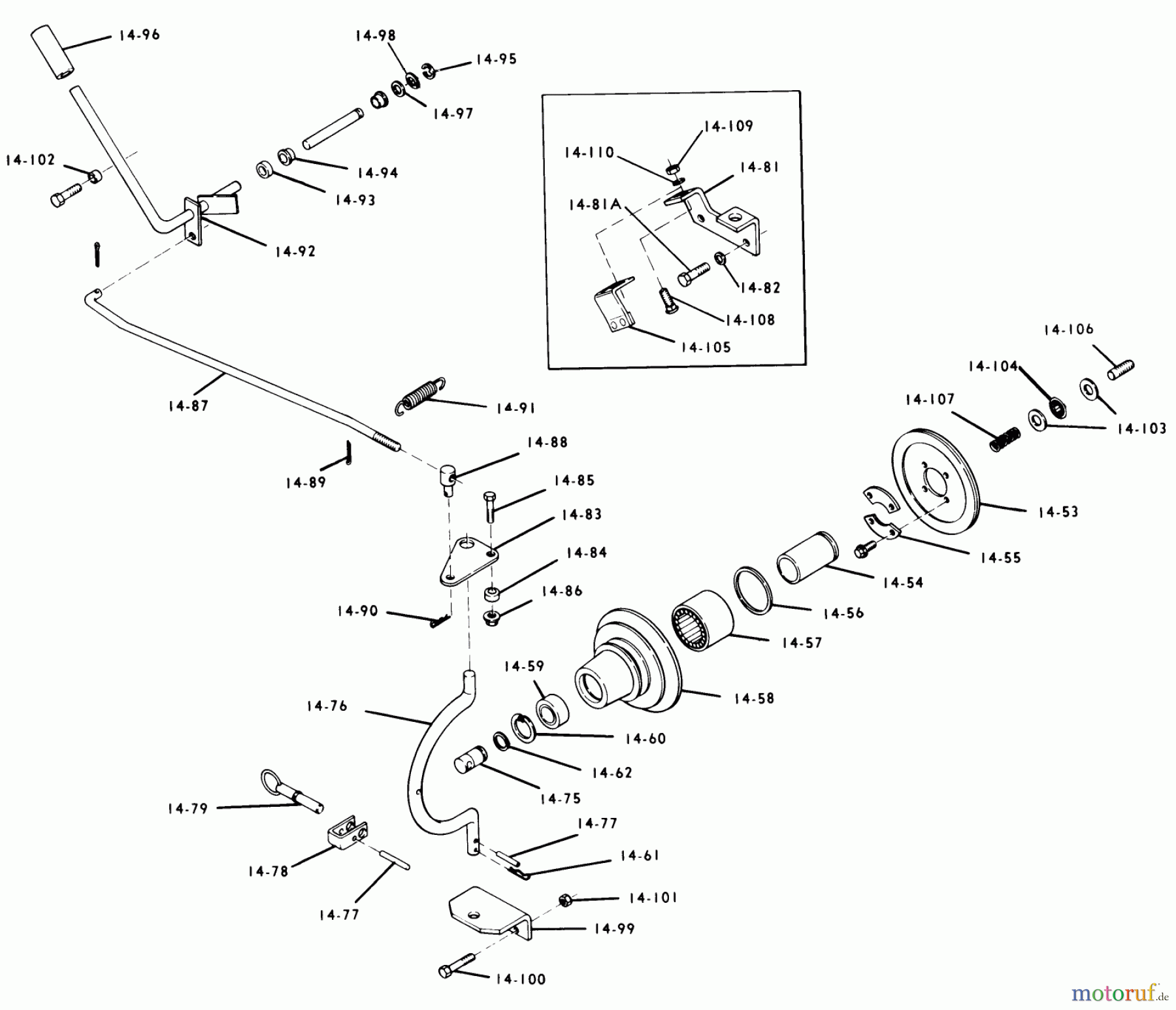  Toro Neu Mowers, Lawn & Garden Tractor Seite 1 1-0481 (C-160) - Toro C-160 Automatic Tractor, 1975 14.050 MANUAL P.T.O. (FIG. 14B)