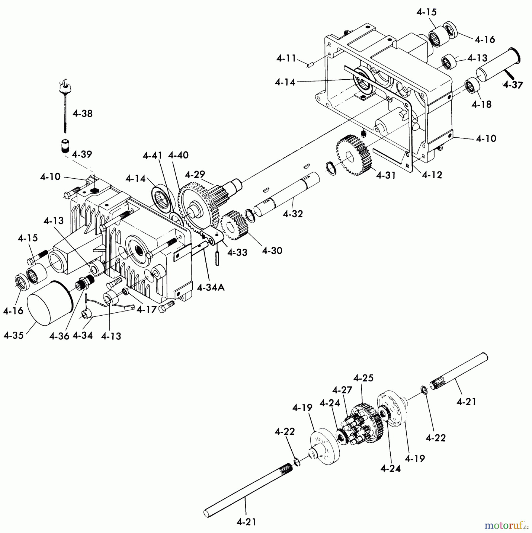  Toro Neu Mowers, Lawn & Garden Tractor Seite 1 1-0481 (C-160) - Toro C-160 Automatic Tractor, 1975 4.010 TRANSAXLE (FIG. 4A)