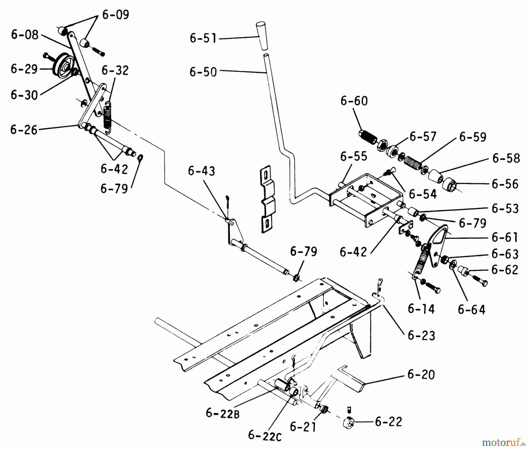 Toro Neu Mowers, Lawn & Garden Tractor Seite 1 1-0511 (B-100) - Toro B-100 Automatic Tractor, 1975 BRAKE, CLUTCH, SPEED CONTROL LINKAGE-CONTINUED