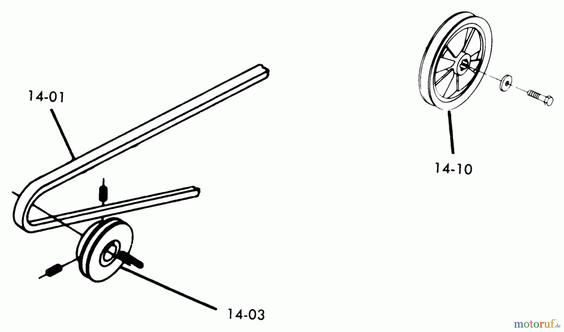 Toro Neu Mowers, Lawn & Garden Tractor Seite 1 1-0511 (B-100) - Toro B-100 Automatic Tractor, 1975 DRIVE BELTS AND PULLEYS