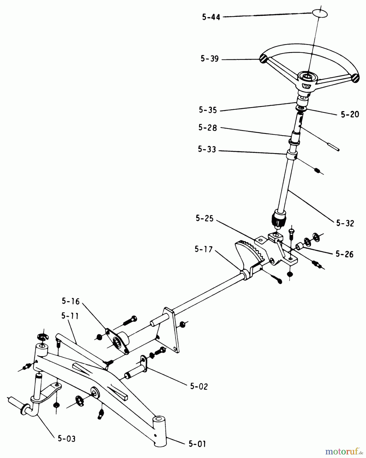Toro Neu Mowers, Lawn & Garden Tractor Seite 1 1-0511 (B-100) - Toro B-100 Automatic Tractor, 1975 FRONT AXLE AND STEERING