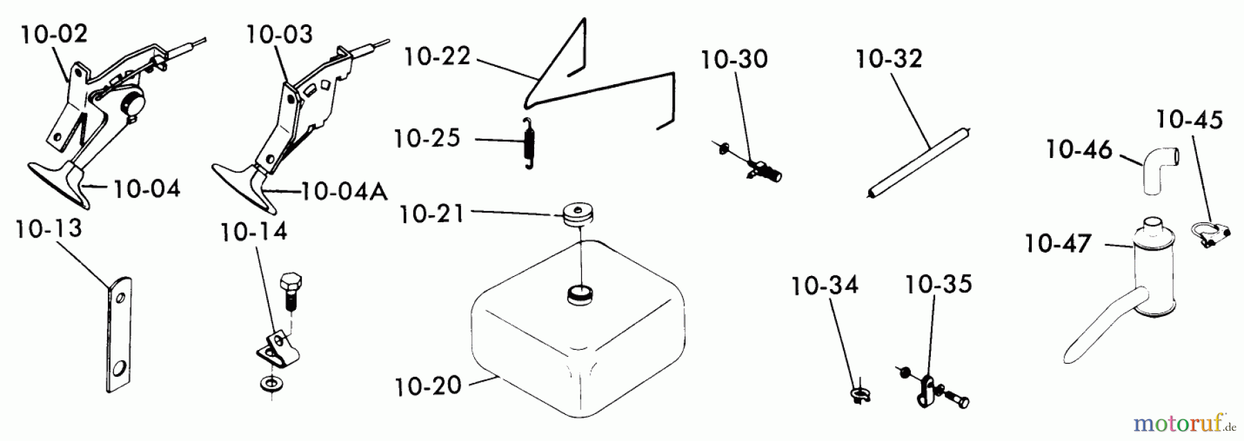 Toro Neu Mowers, Lawn & Garden Tractor Seite 1 1-0511 (B-100) - Toro B-100 Automatic Tractor, 1975 FUEL AND EXHAUST SYSTEMS