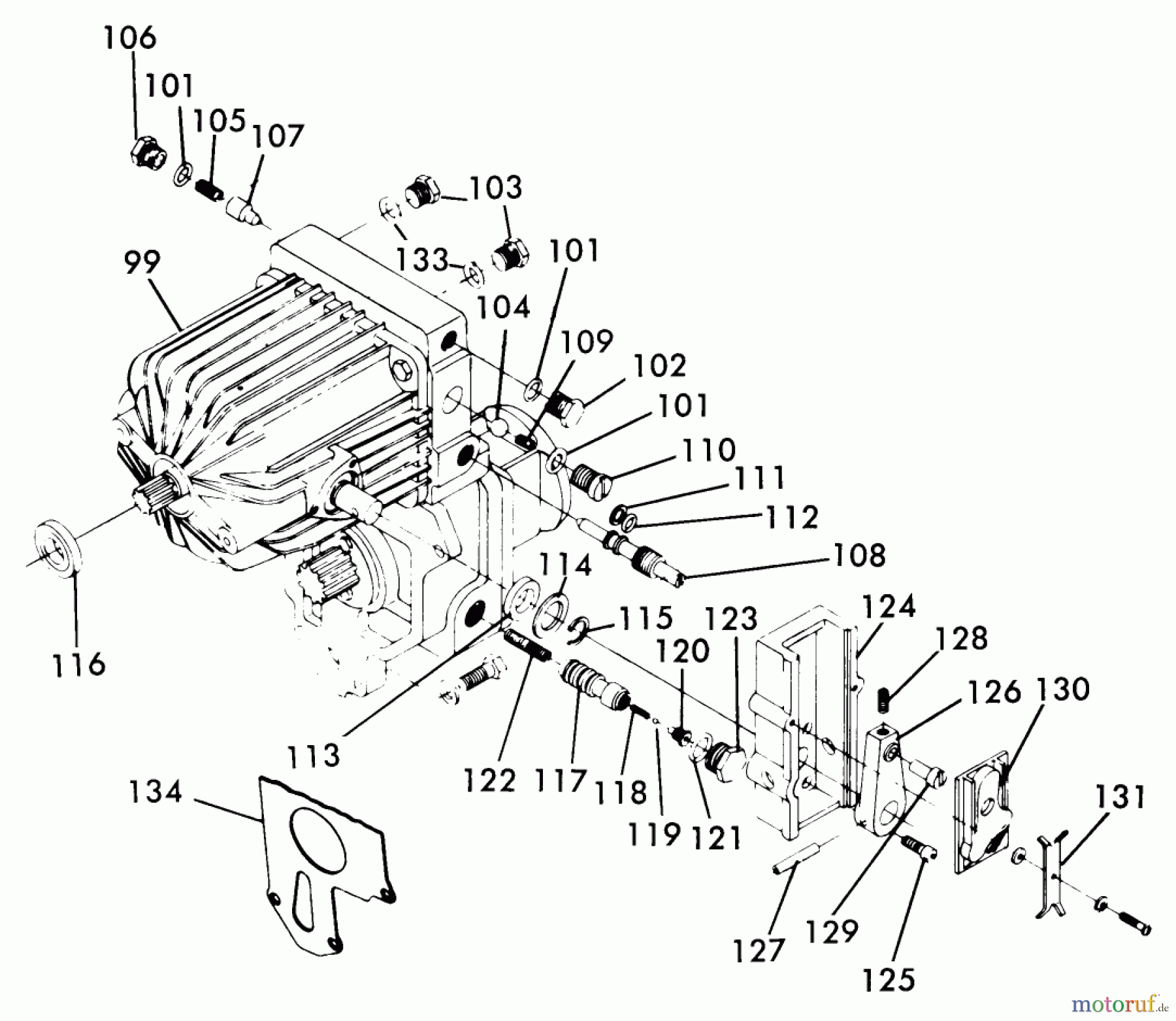 Toro Neu Mowers, Lawn & Garden Tractor Seite 1 1-0511 (B-100) - Toro B-100 Automatic Tractor, 1975 HYDROSTATIC TRANSMISSION, PISTON-PISTON TYPE