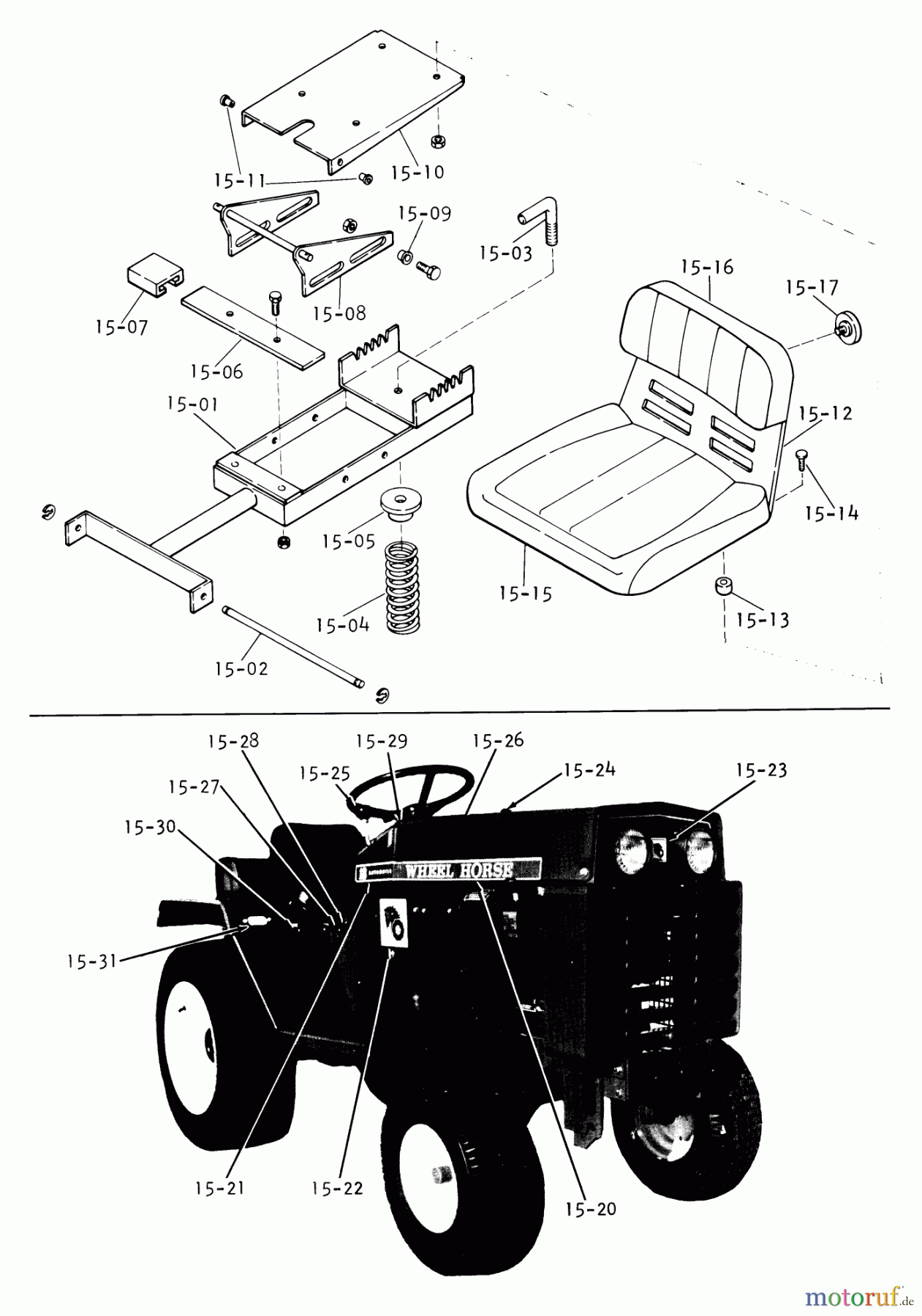 Toro Neu Mowers, Lawn & Garden Tractor Seite 1 1-0610 - Toro 18 hp AutomaticTractor, 1973 SEATS, TRIM, DECALS