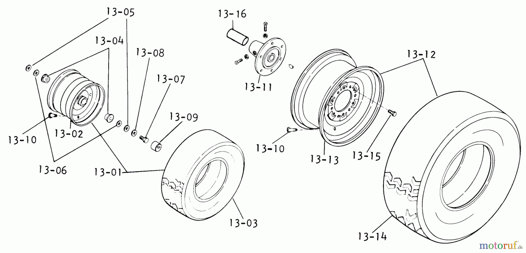 Toro Neu Mowers, Lawn & Garden Tractor Seite 1 1-8755 - Toro Lawn Ranger Tractor, 1970 WHEELS, TIRES, HUBS