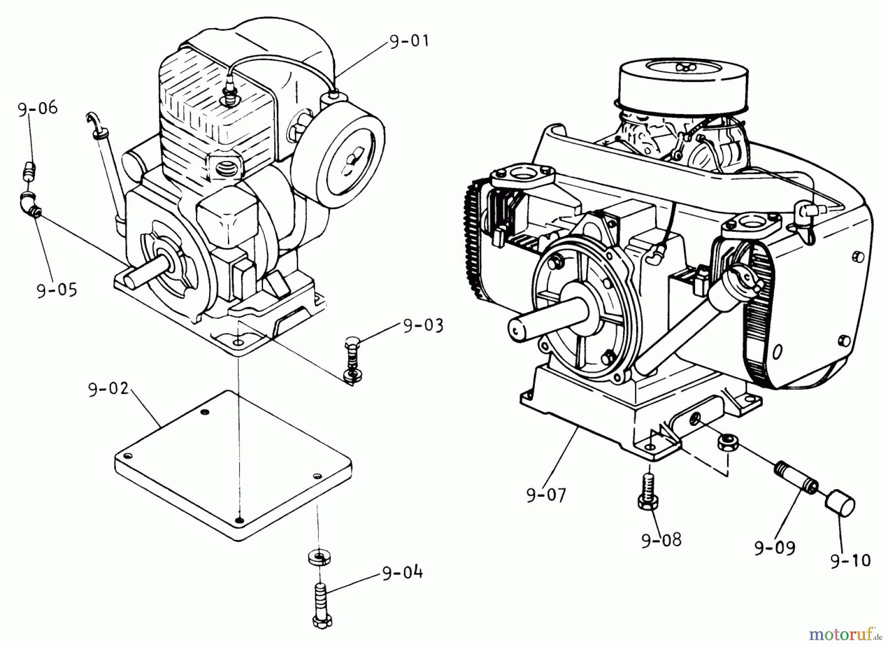  Toro Neu Mowers, Lawn & Garden Tractor Seite 1 1-0650 (D-160) - Toro D-160 Automatic Tractor, 1974 ENGINE (PLATE 9.1)