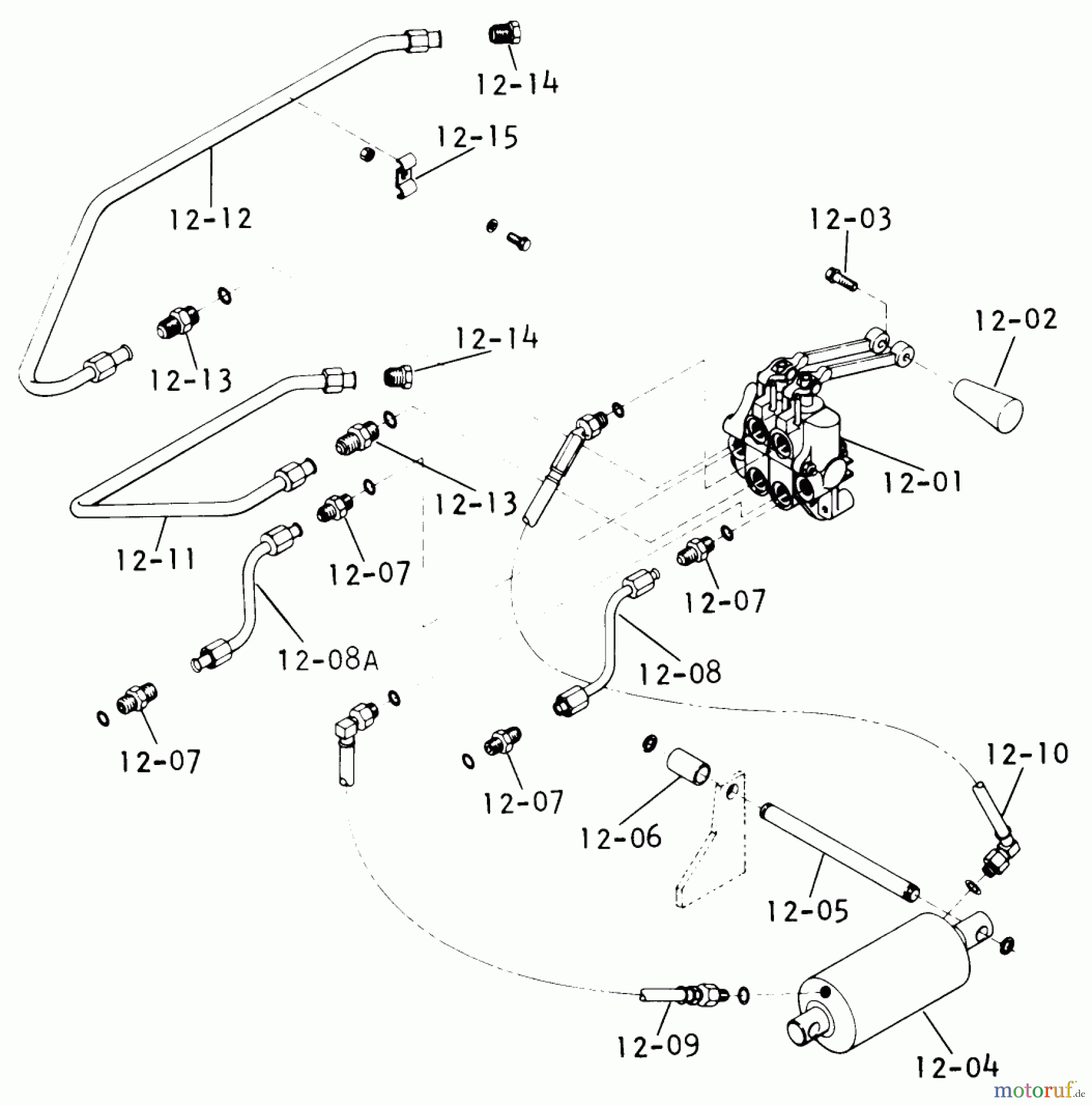 Toro Neu Mowers, Lawn & Garden Tractor Seite 1 1-0650 (D-160) - Toro D-160 Automatic Tractor, 1974 HYDRAULIC SYSTEM (PLATE 12.1)