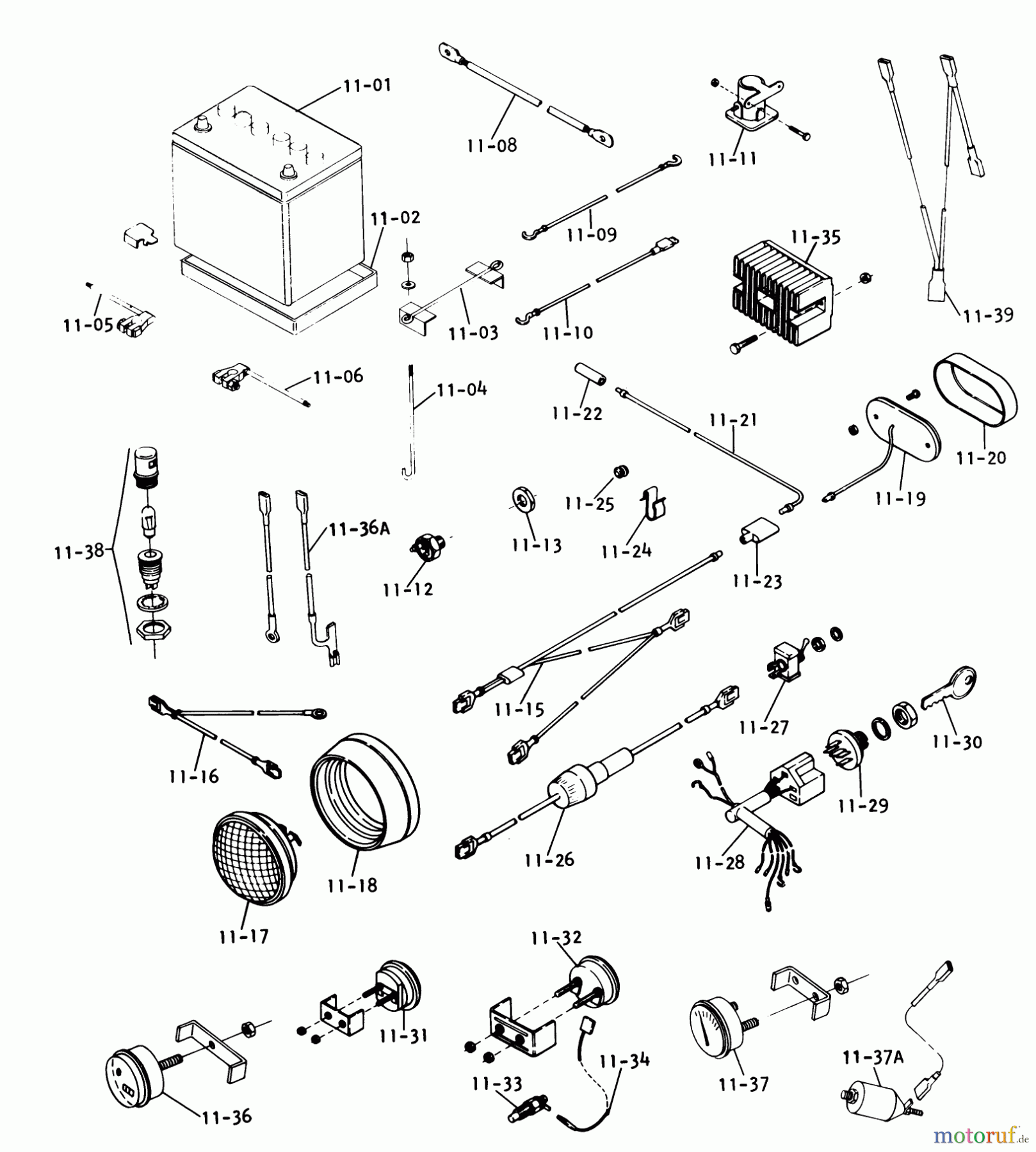  Toro Neu Mowers, Lawn & Garden Tractor Seite 1 1-0651 (D-160) - Toro D-160 Automatic Tractor, 1975 11.000 ELECTRICAL SYSTEM (FIG. 11)