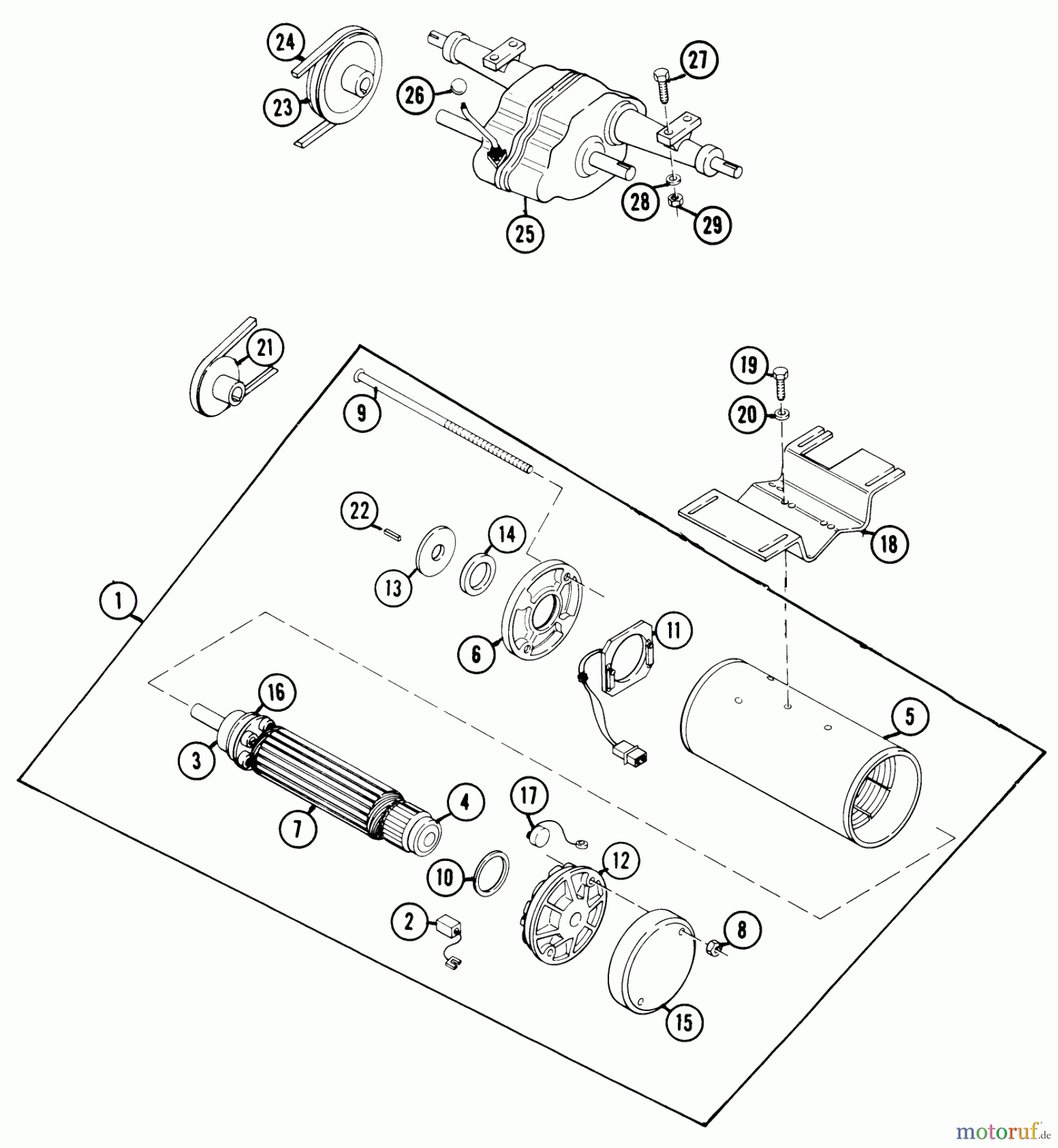 Toro Neu Mowers, Lawn & Garden Tractor Seite 1 1-0720 (B-145) - Toro B-145 Elec-Trak, 1975 MOTOR, TRANSMISSION AND DRIVE SYSTEM
