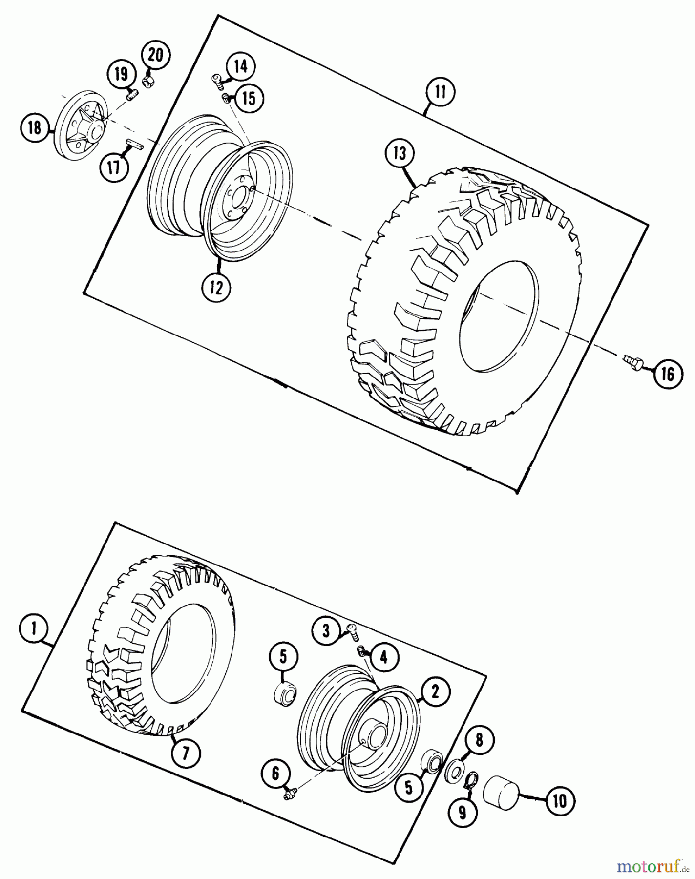 Toro Neu Mowers, Lawn & Garden Tractor Seite 1 1-0720 (B-145) - Toro B-145 Elec-Trak, 1975 WHEELS AND TIRES