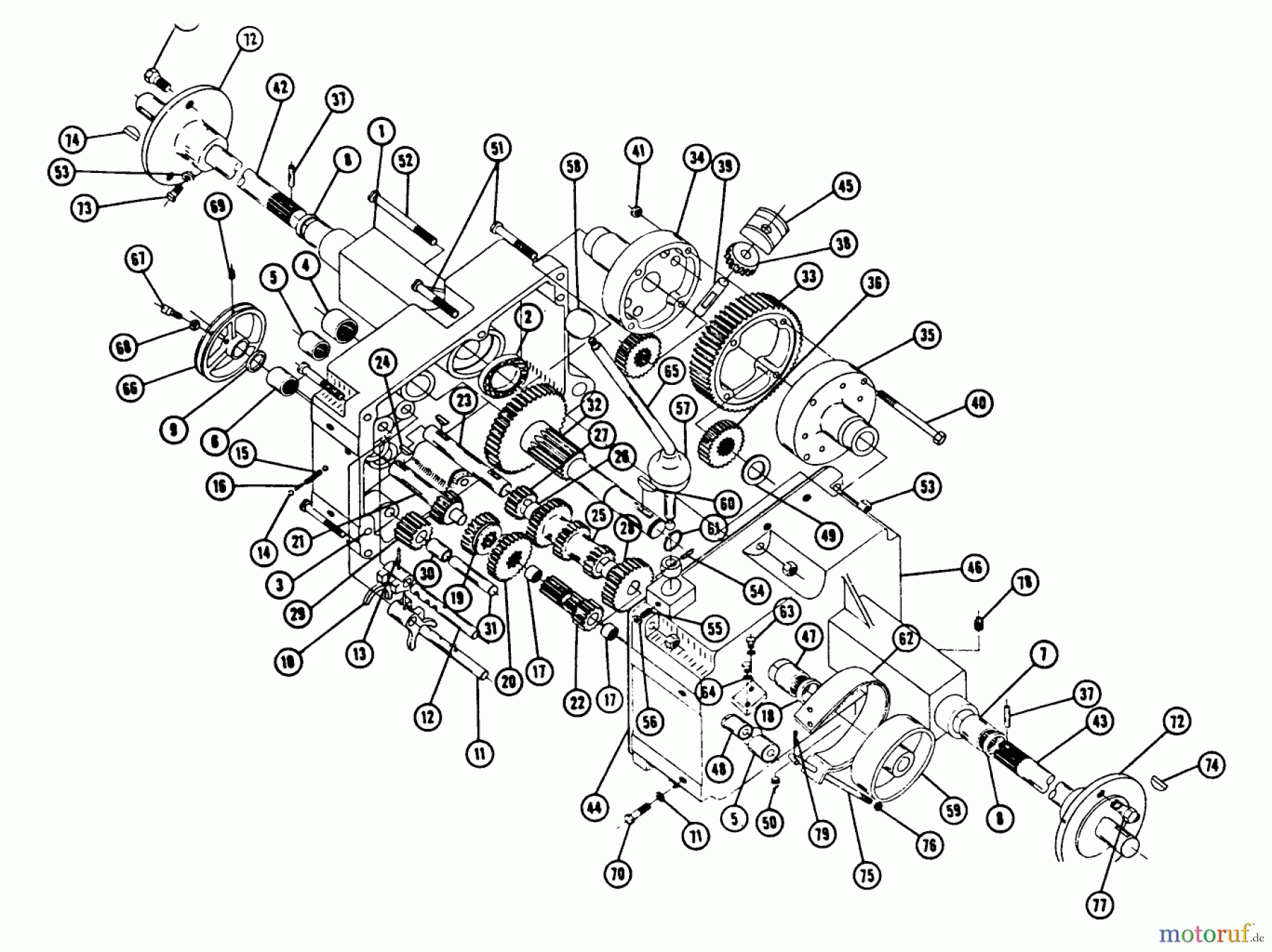 Toro Neu Mowers, Lawn & Garden Tractor Seite 1 1054A - Toro 1054A Tractor, 1965 5047 TRANSMISSION PARTS LIST (1054-A TRACTOR)
