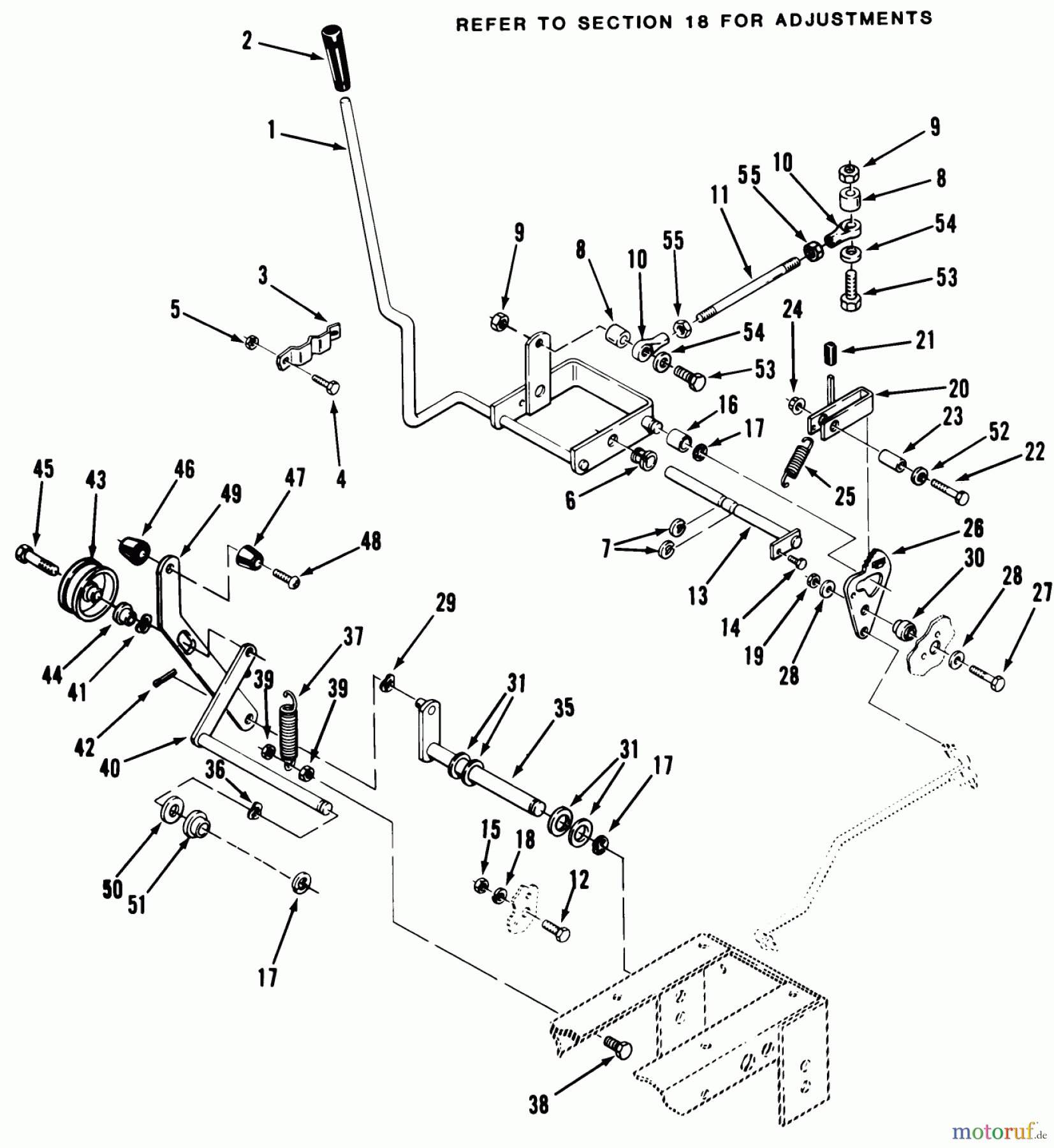  Toro Neu Mowers, Lawn & Garden Tractor Seite 1 11-16K801 (C-165) - Toro C-165 8-Speed Tractor, 1984 CLUTCH, BRAKE AND SPEED CONTROL LINKAGE #2