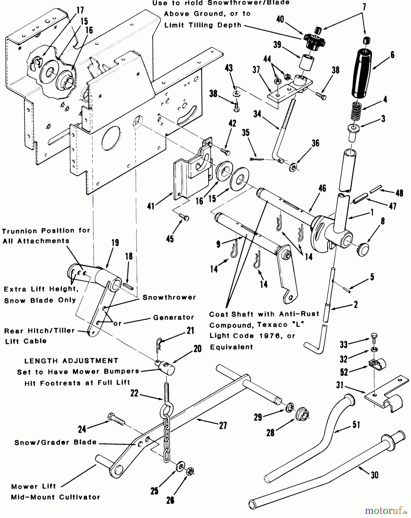 Toro Neu Mowers, Lawn & Garden Tractor Seite 1 11-16K801 (C-165) - Toro C-165 8-Speed Tractor, 1984 LIFT LINKAGE