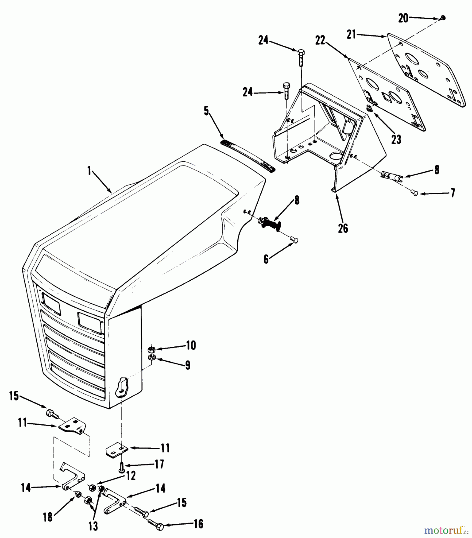 Toro Neu Mowers, Lawn & Garden Tractor Seite 1 11-16K801 (C-165) - Toro C-165 8-Speed Tractor, 1984 SHEET METAL AND COVERS #1