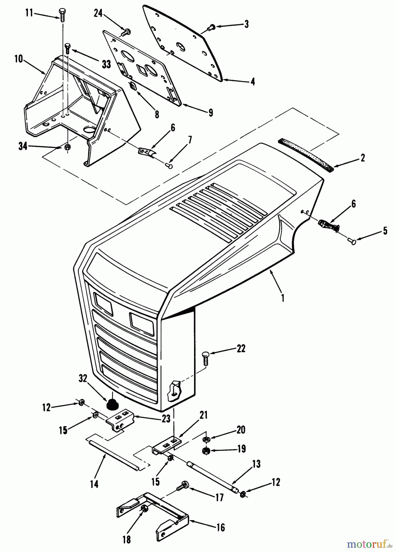 Toro Neu Mowers, Lawn & Garden Tractor Seite 1 12-16BP01 (B-165) - Toro B-165 Twin 5-Speed Tractor, 1983 FRAME, SHEET METAL AND COVERS #1