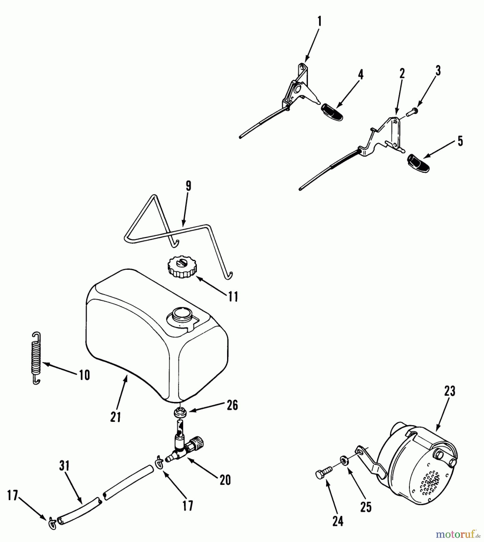  Toro Neu Mowers, Lawn & Garden Tractor Seite 1 12-16BP01 (B-165) - Toro B-165 Twin 5-Speed Tractor, 1983 FUEL AND EXHAUST SYSTEMS