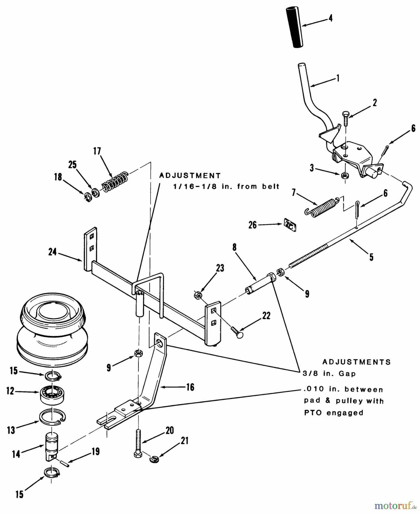 Toro Neu Mowers, Lawn & Garden Tractor Seite 1 12-16BP01 (B-165) - Toro B-165 Twin 5-Speed Tractor, 1983 PTO CLUTCH