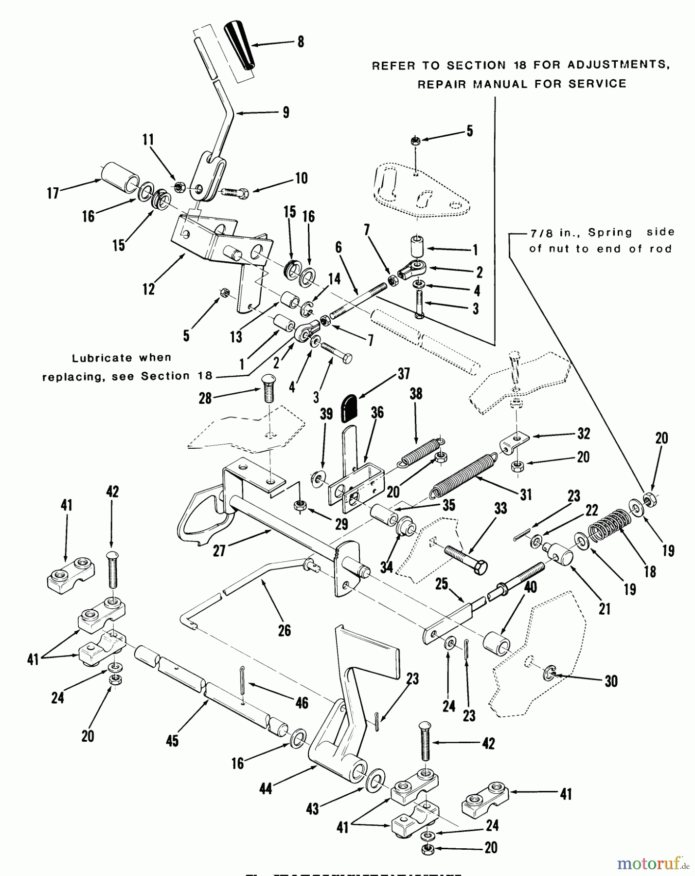  Toro Neu Mowers, Lawn & Garden Tractor Seite 1 12-11BP02 (B-115) - Toro B-115 5-Speed Tractor, 1984 CLUTCH, BRAKE AND SPEED CONTROL LINKAGE