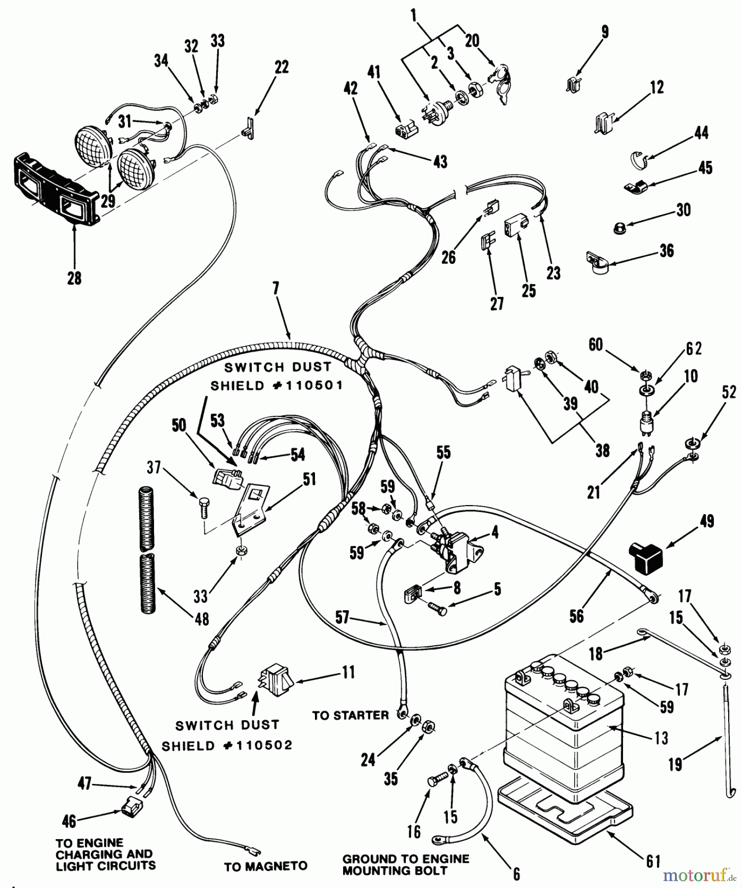 Toro Neu Mowers, Lawn & Garden Tractor Seite 1 12-11BP02 (B-115) - Toro B-115 5-Speed Tractor, 1984 ELECTRICAL SYSTEM