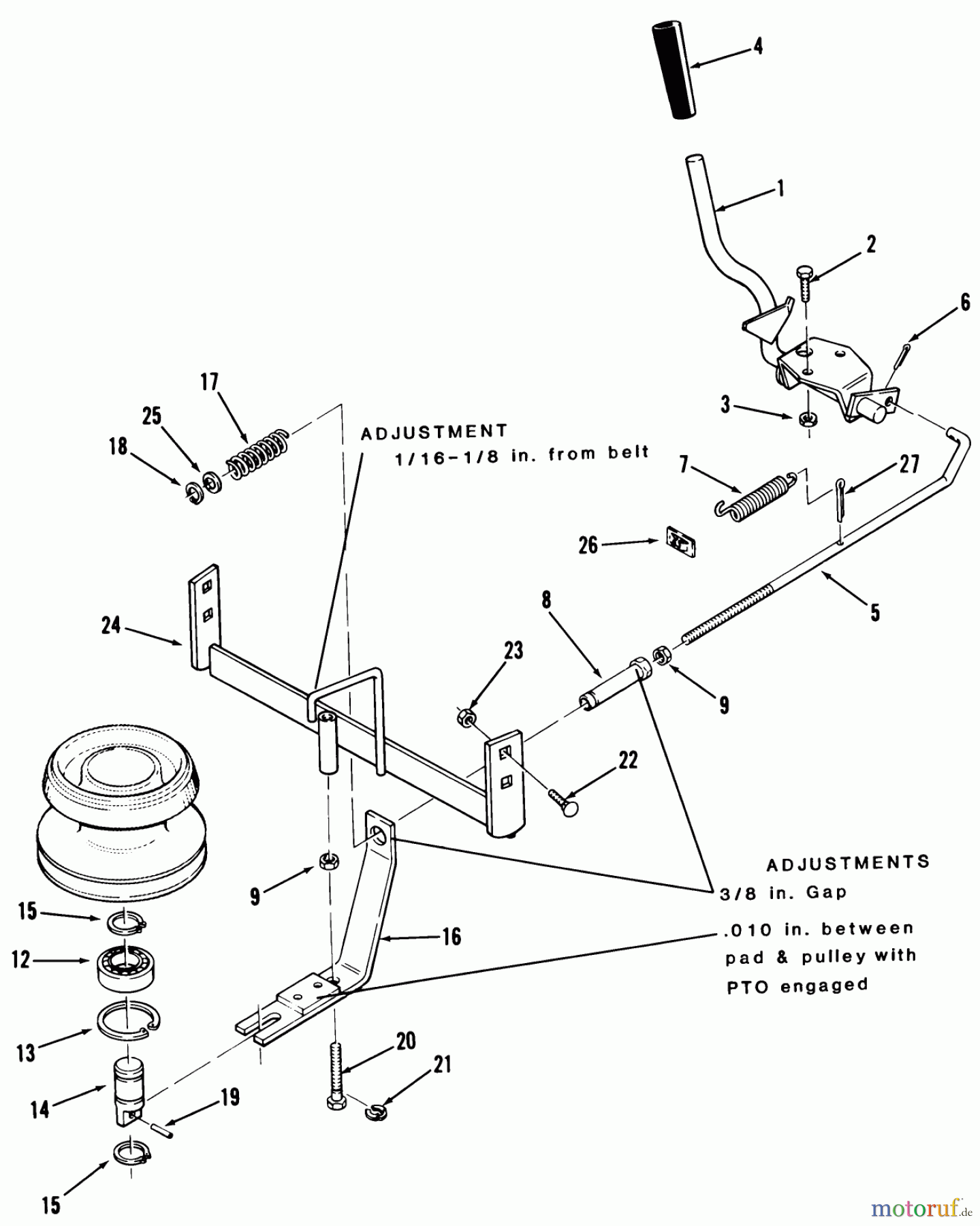 Toro Neu Mowers, Lawn & Garden Tractor Seite 1 12-11BP02 (B-115) - Toro B-115 5-Speed Tractor, 1984 PTO CLUTCH