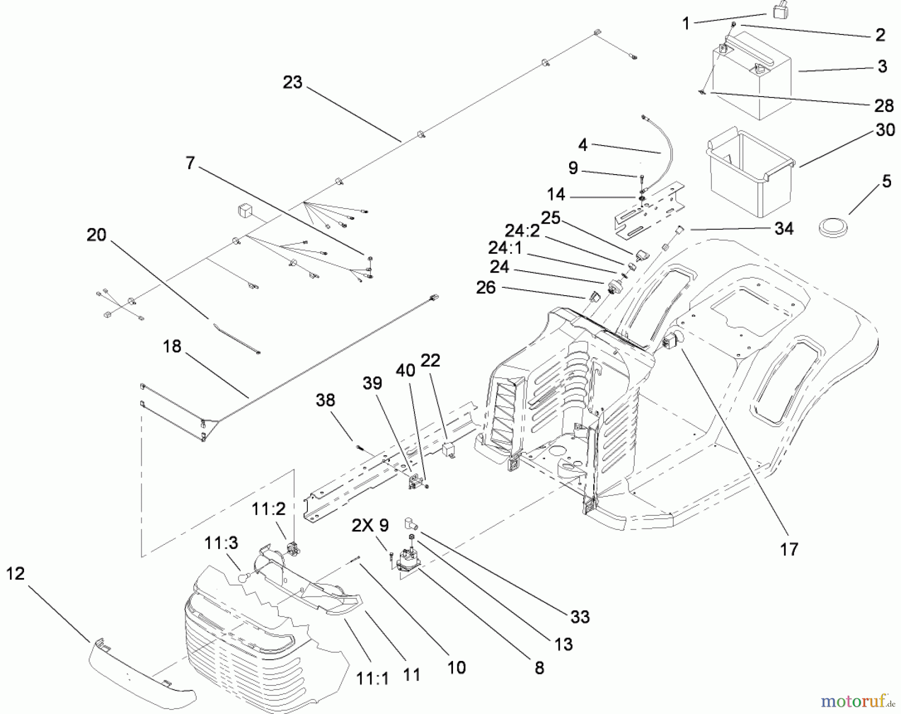 Toro Neu Mowers, Lawn & Garden Tractor Seite 1 135E (RT380H) - Toro RT380H Recycling Mower, 2009 (290000001-290999999) ELECTRICAL ASSEMBLY